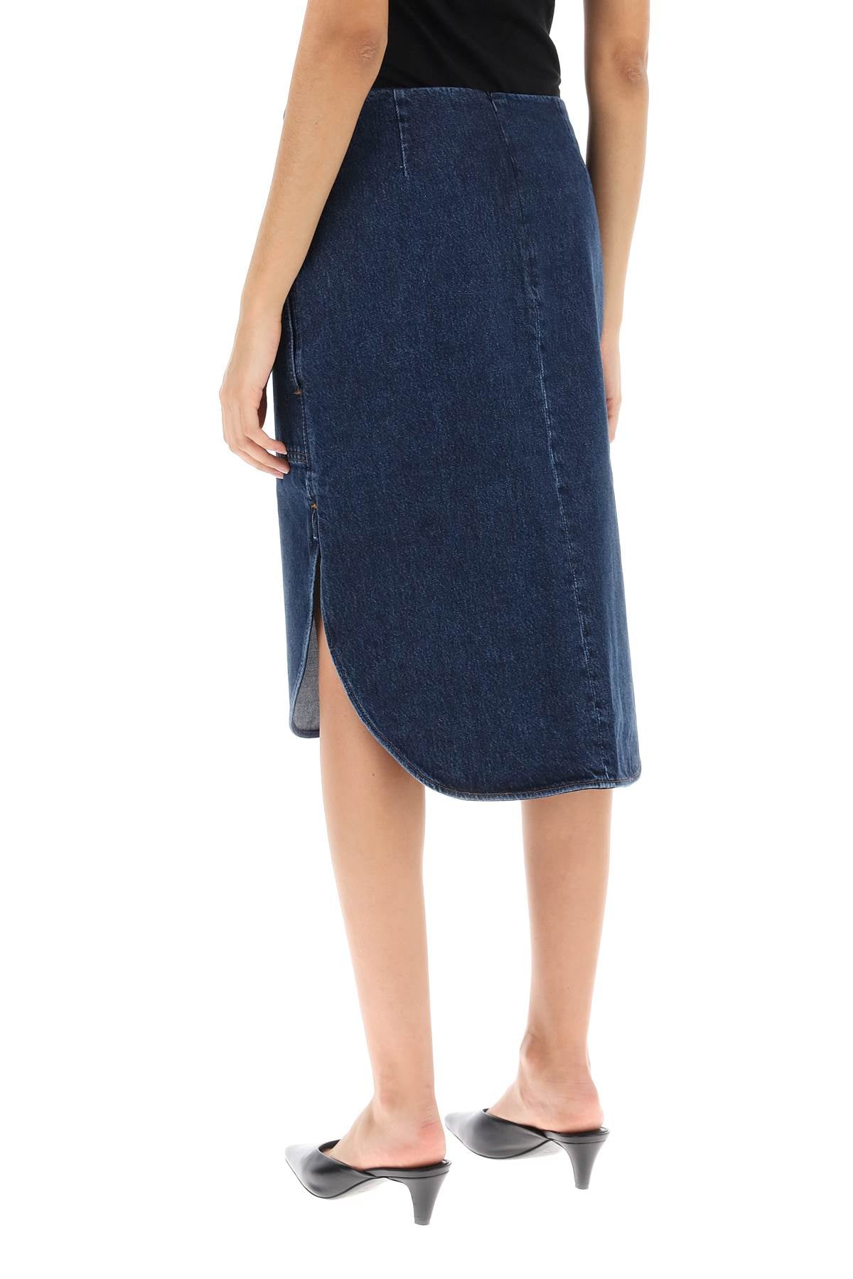 Toteme curved hem denim skirt