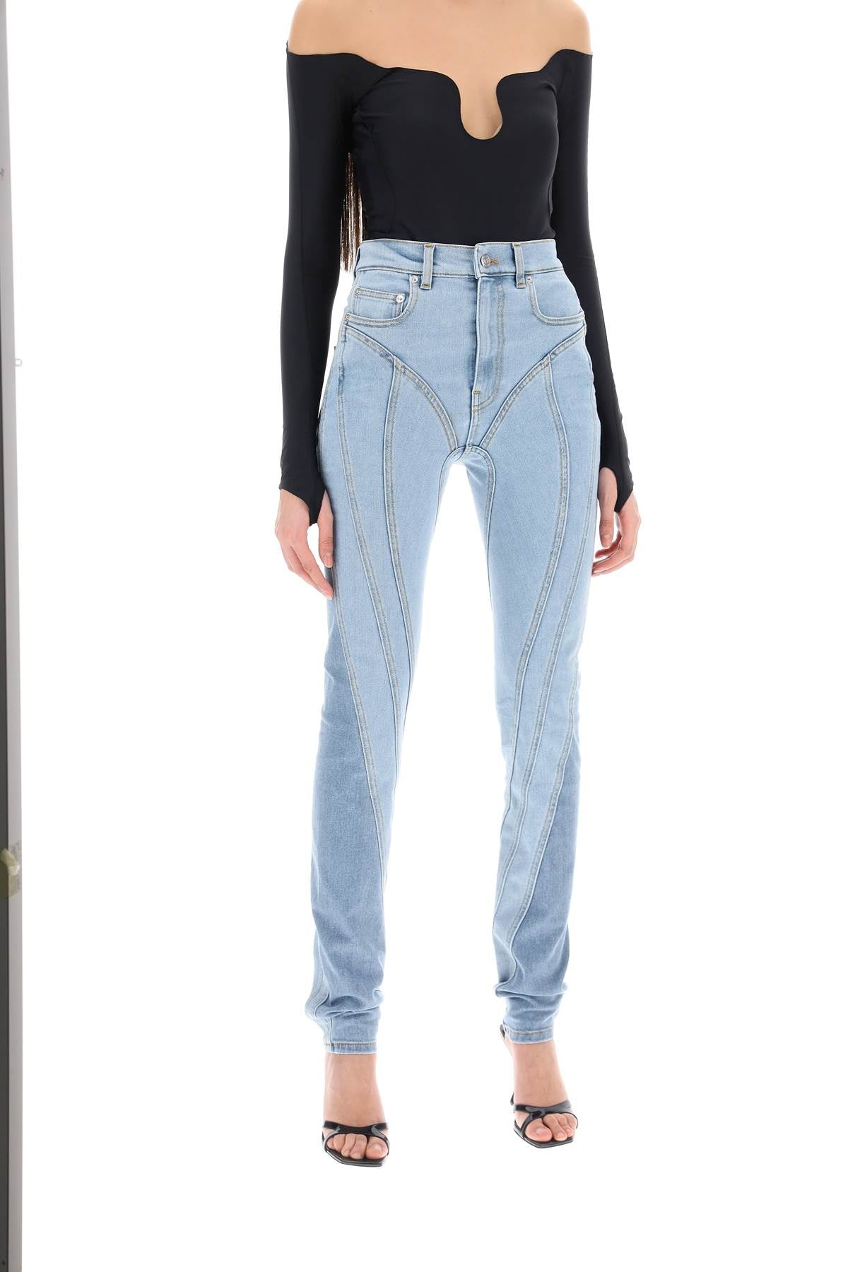 Mugler spiral two-tone skinny jeans