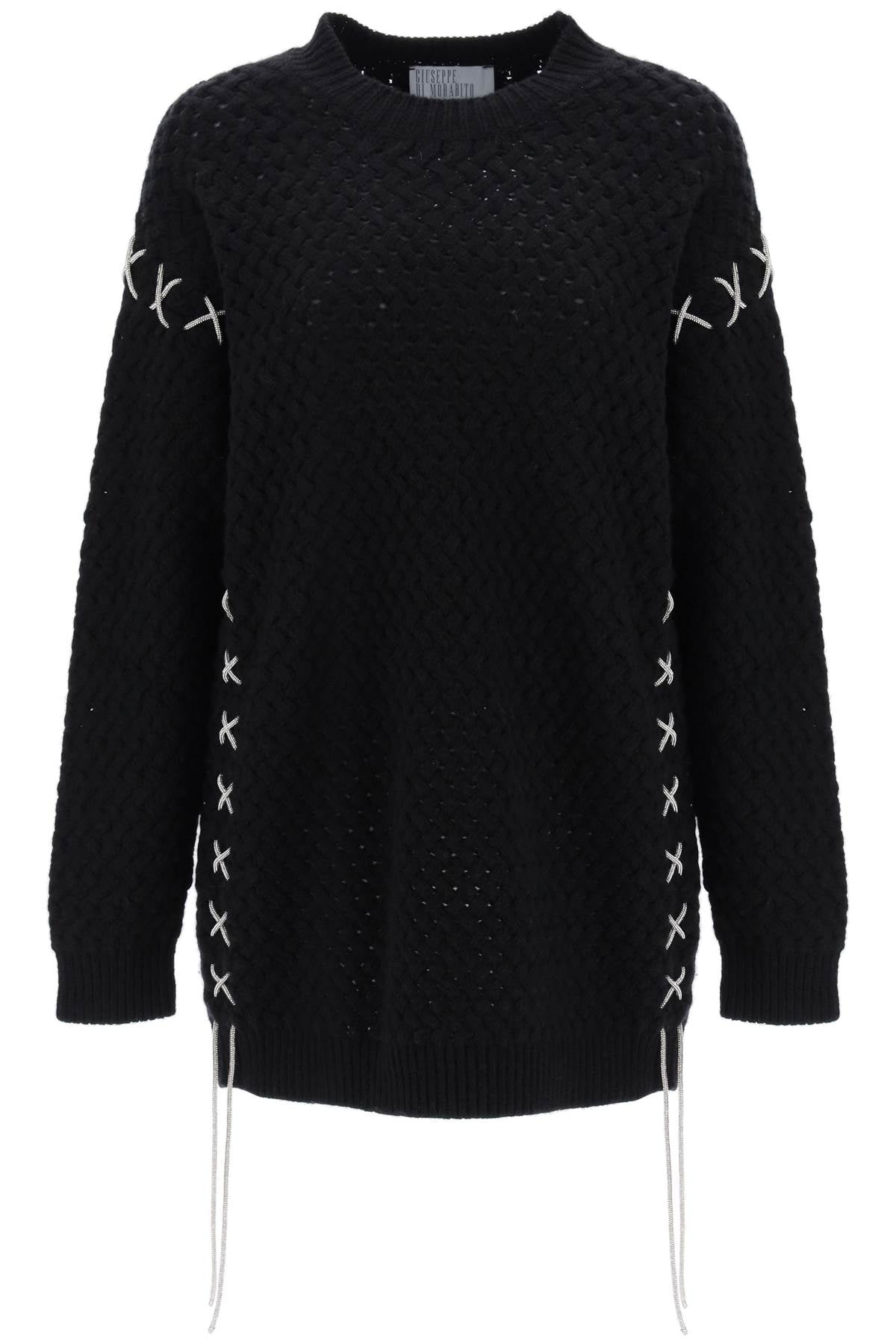 Giuseppe di morabito knitted mini dress with rhinestone-studded tubular