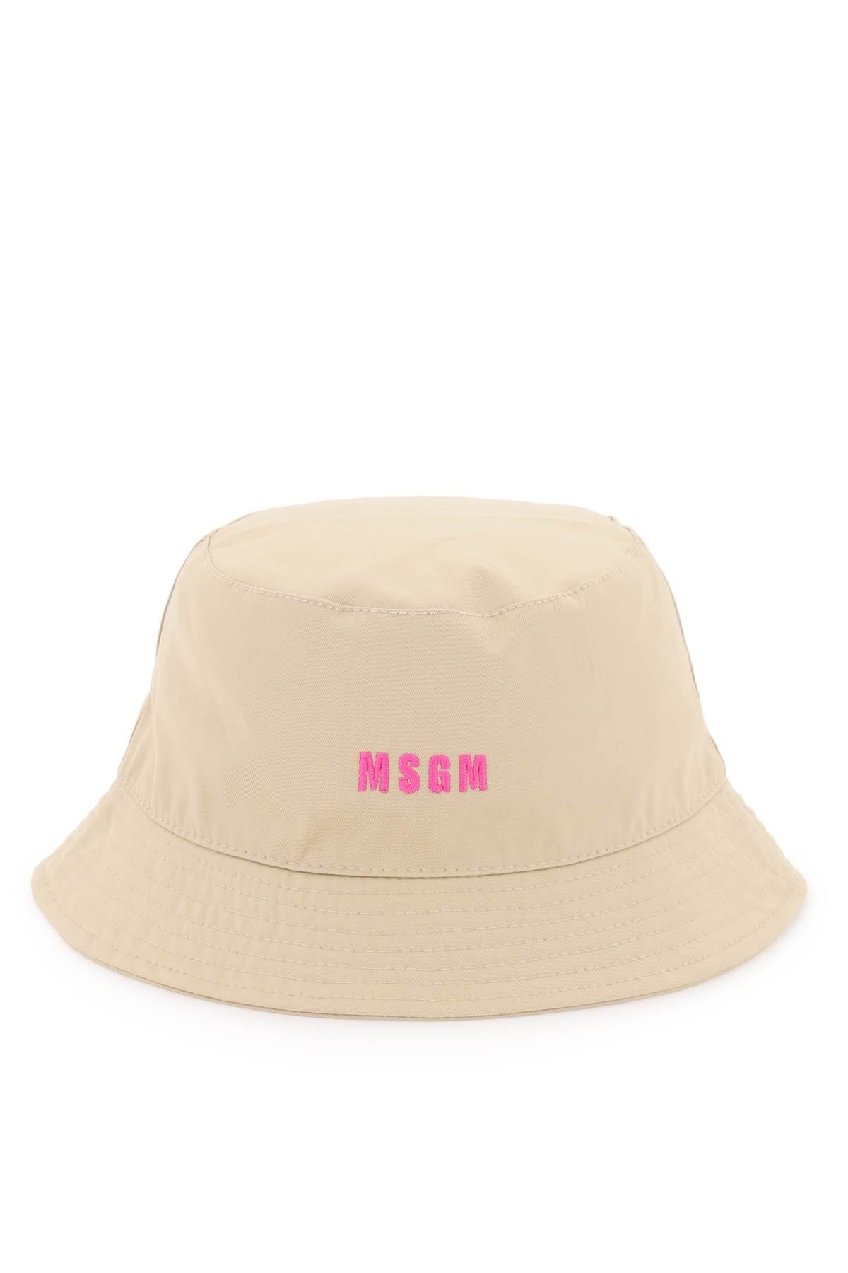 Msgm cotton bucket hat with embroidery