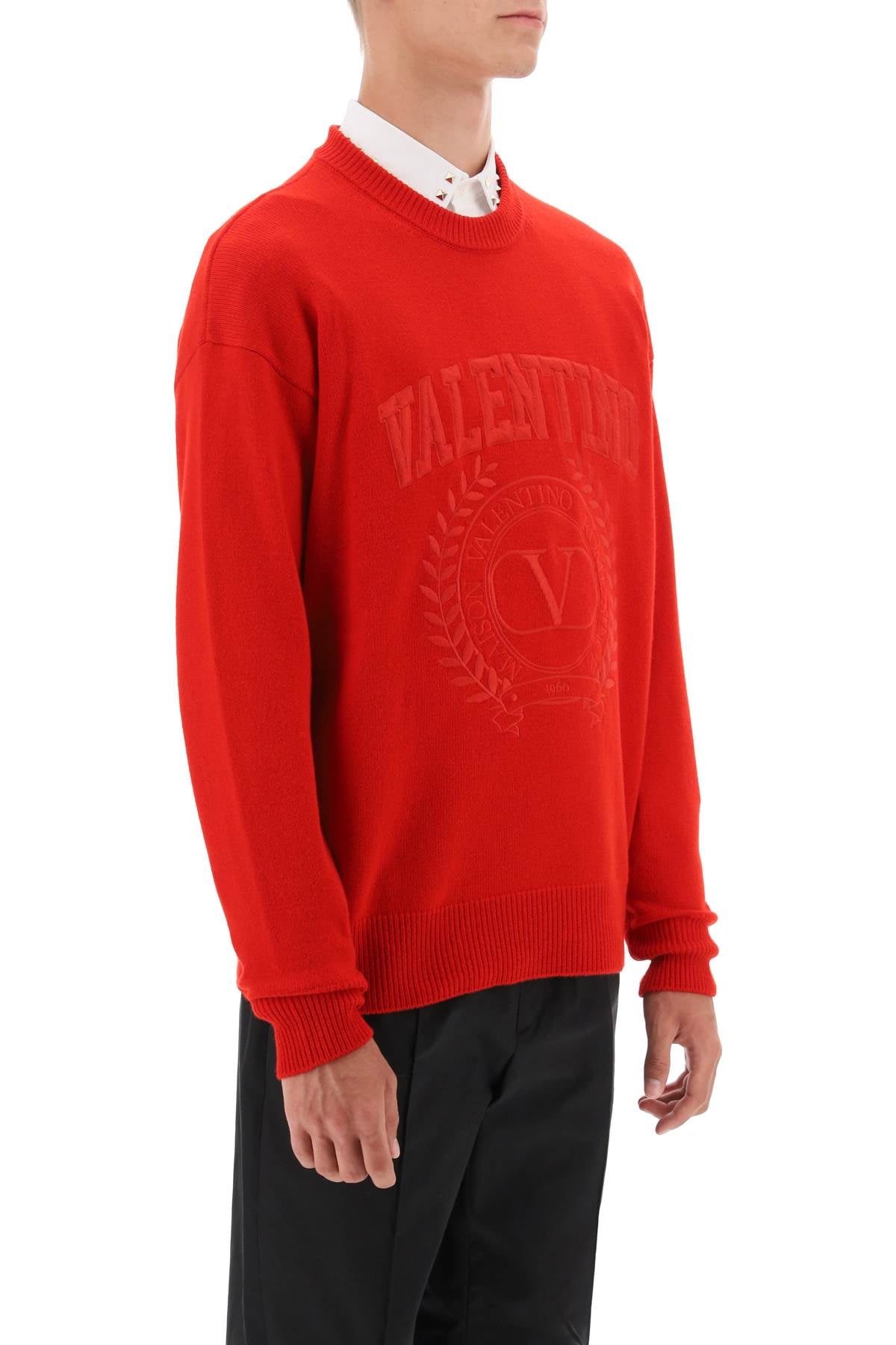 Valentino garavani crew-neck sweater with maison valentino embroidery