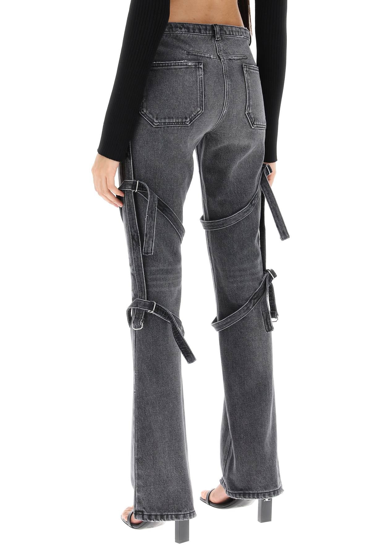 Courreges bootcut jeans with straps