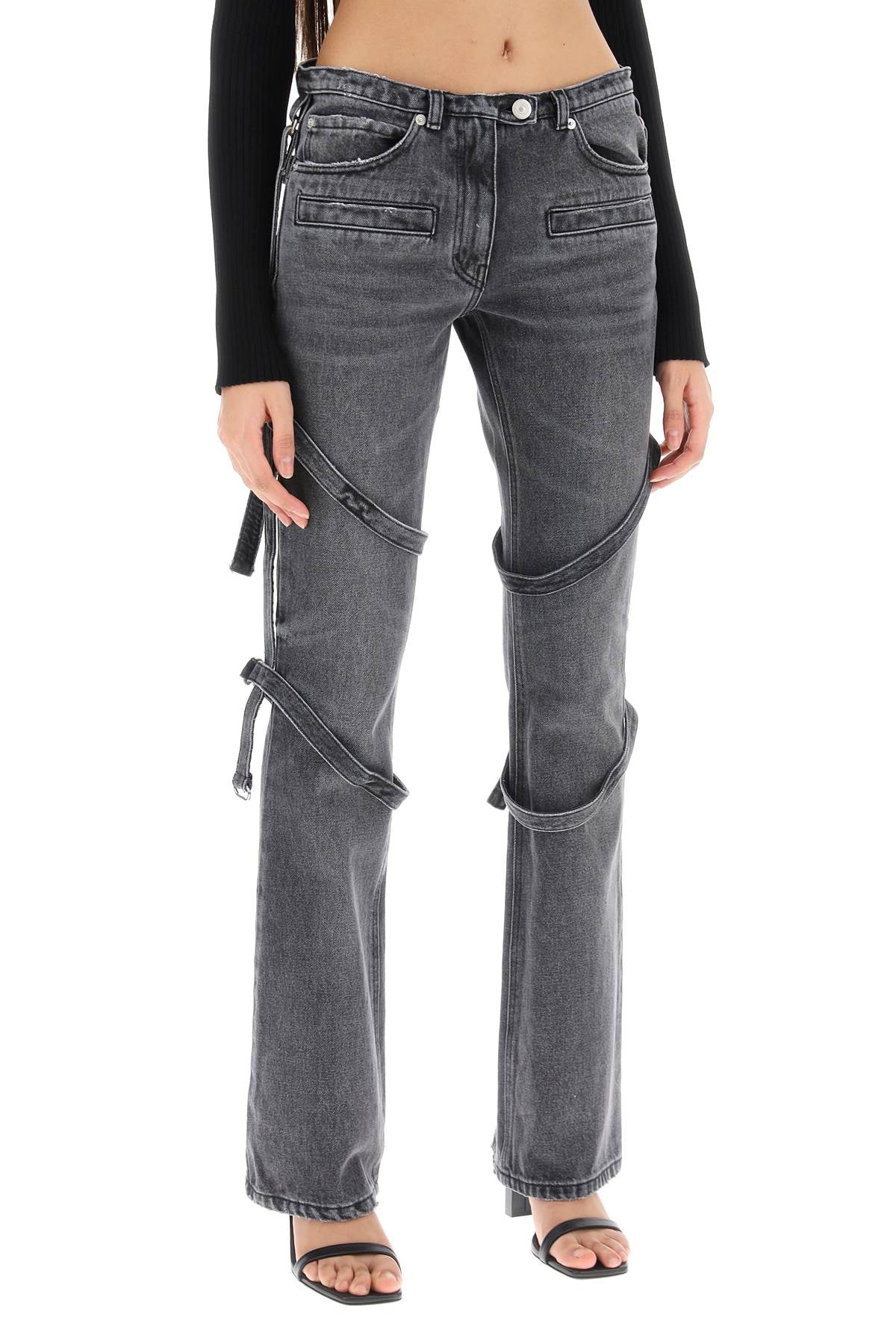 Courreges bootcut jeans with straps