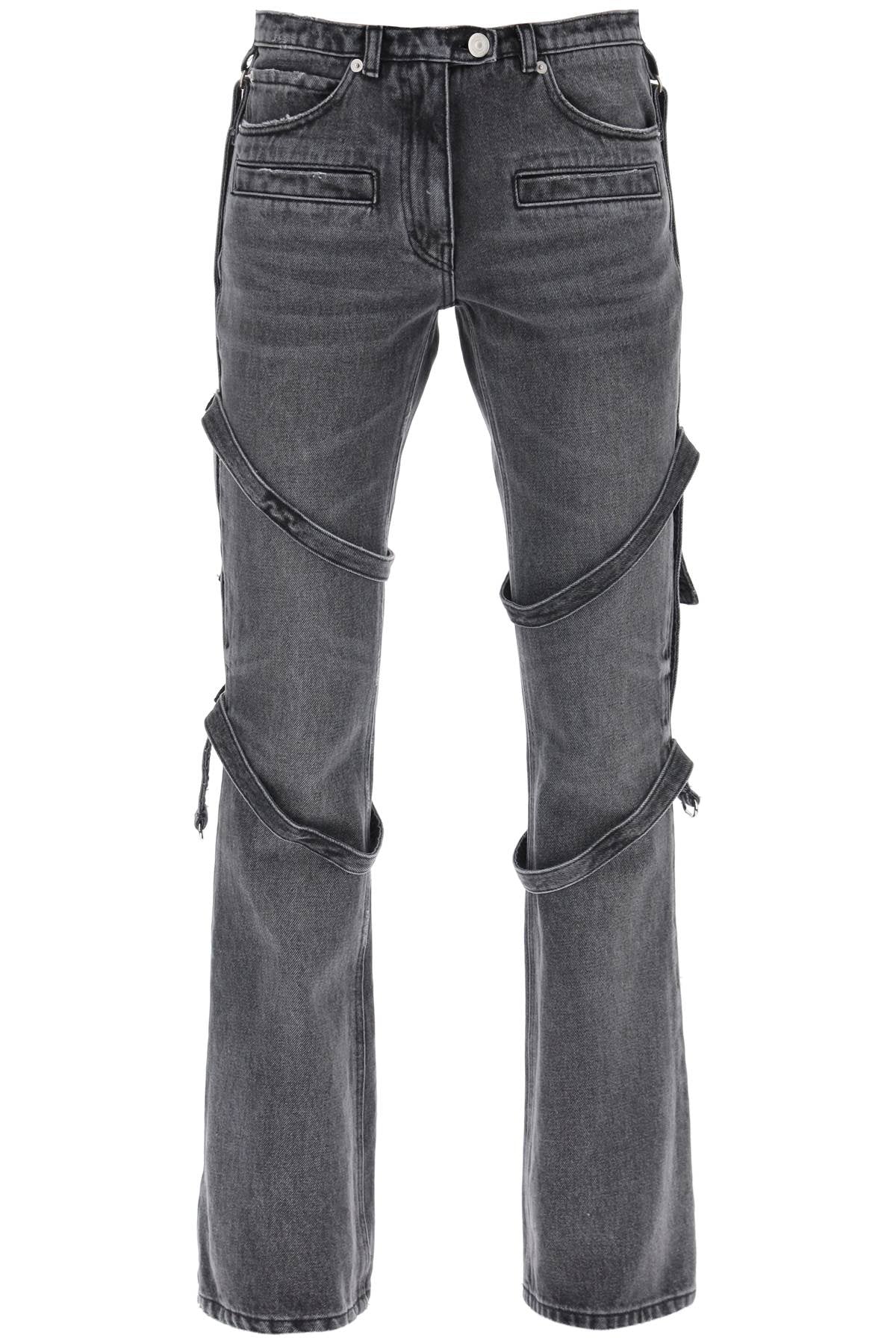 Courreges bootcut jeans with straps