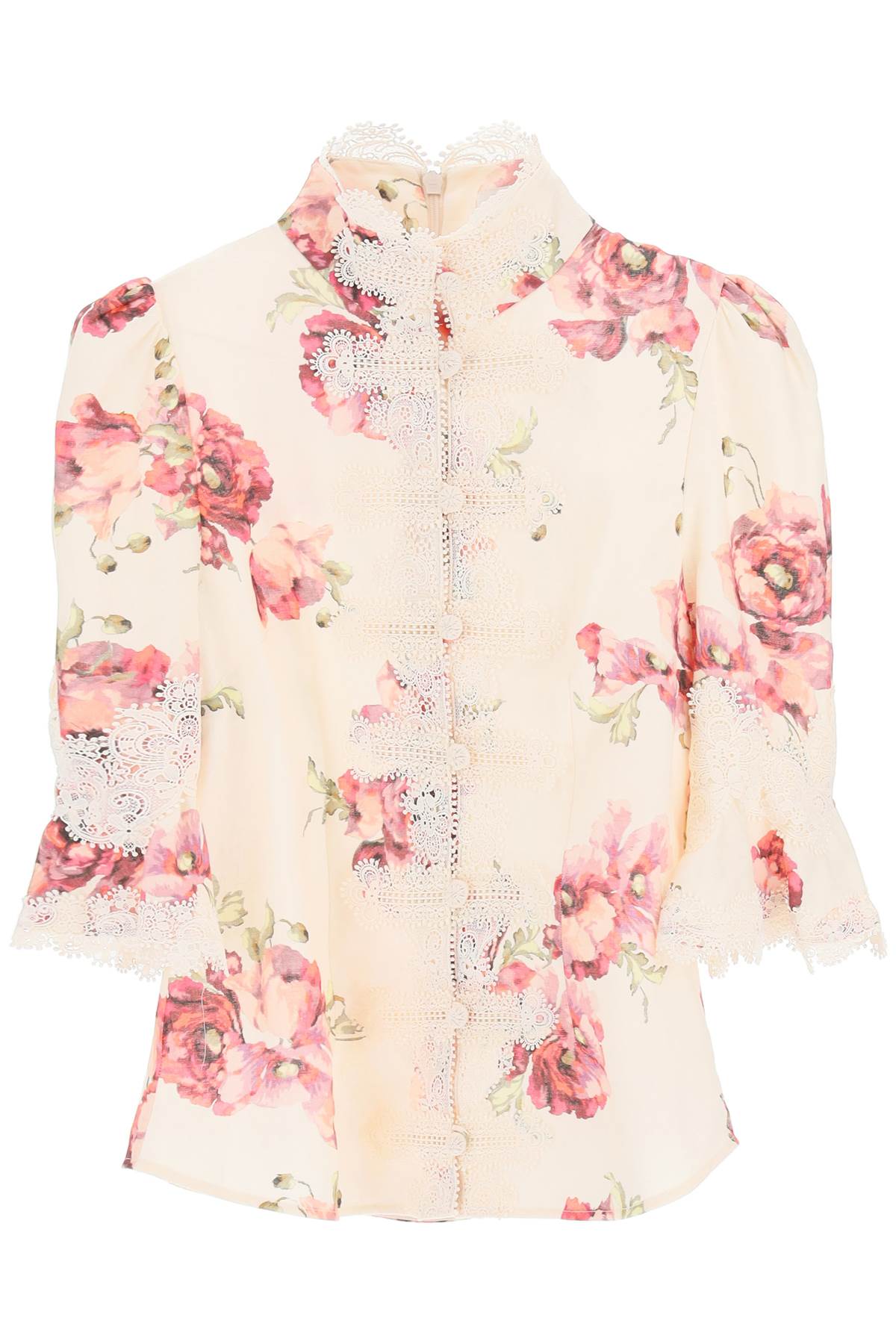 Zimmermann 'high tide applique' mandarin blouse