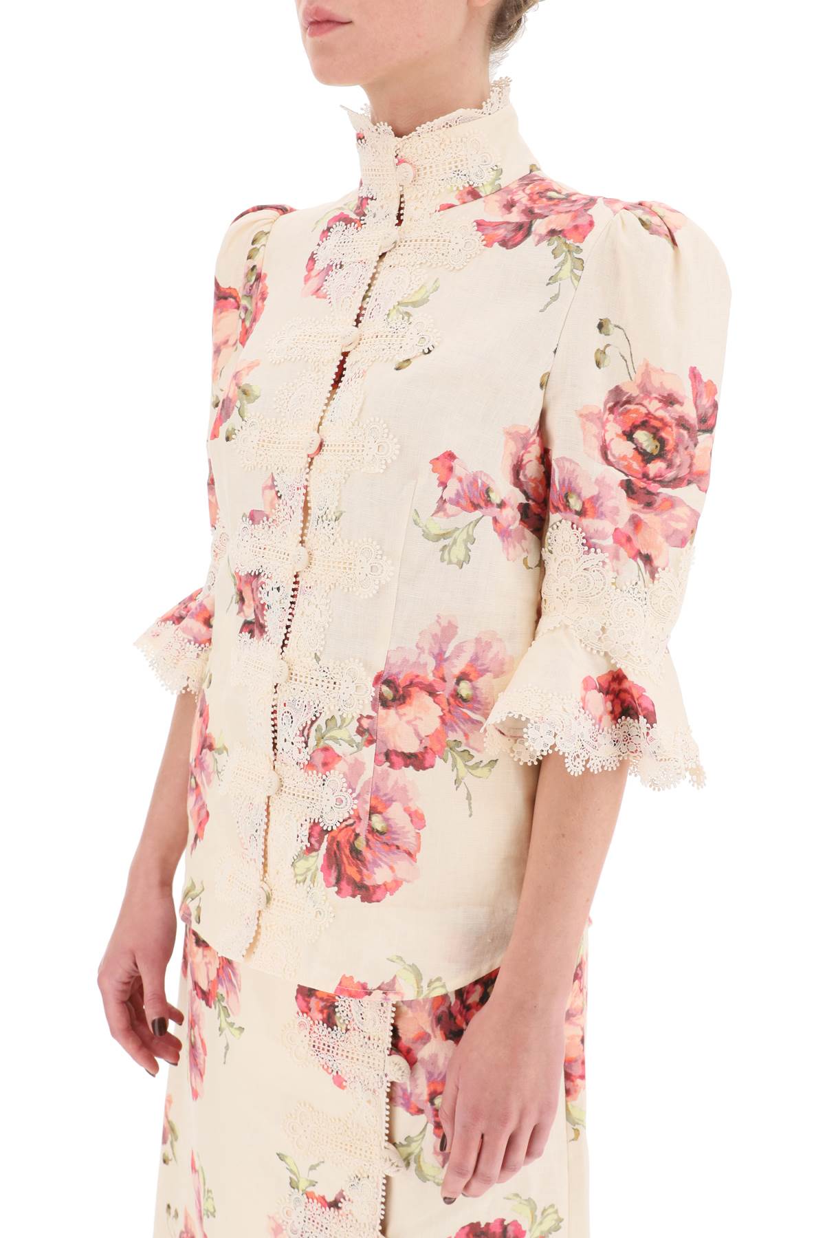 Zimmermann 'high tide applique' mandarin blouse