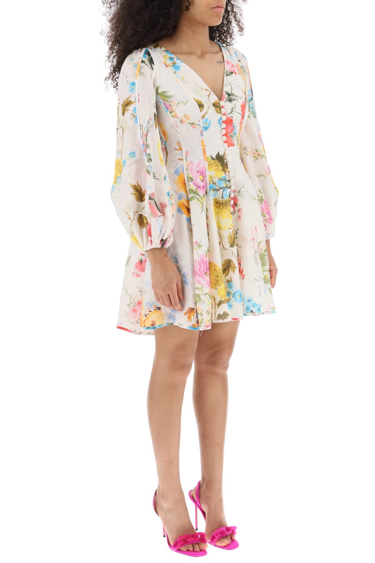 Zimmermann 'halcyon' mini dress in linen with floral motif