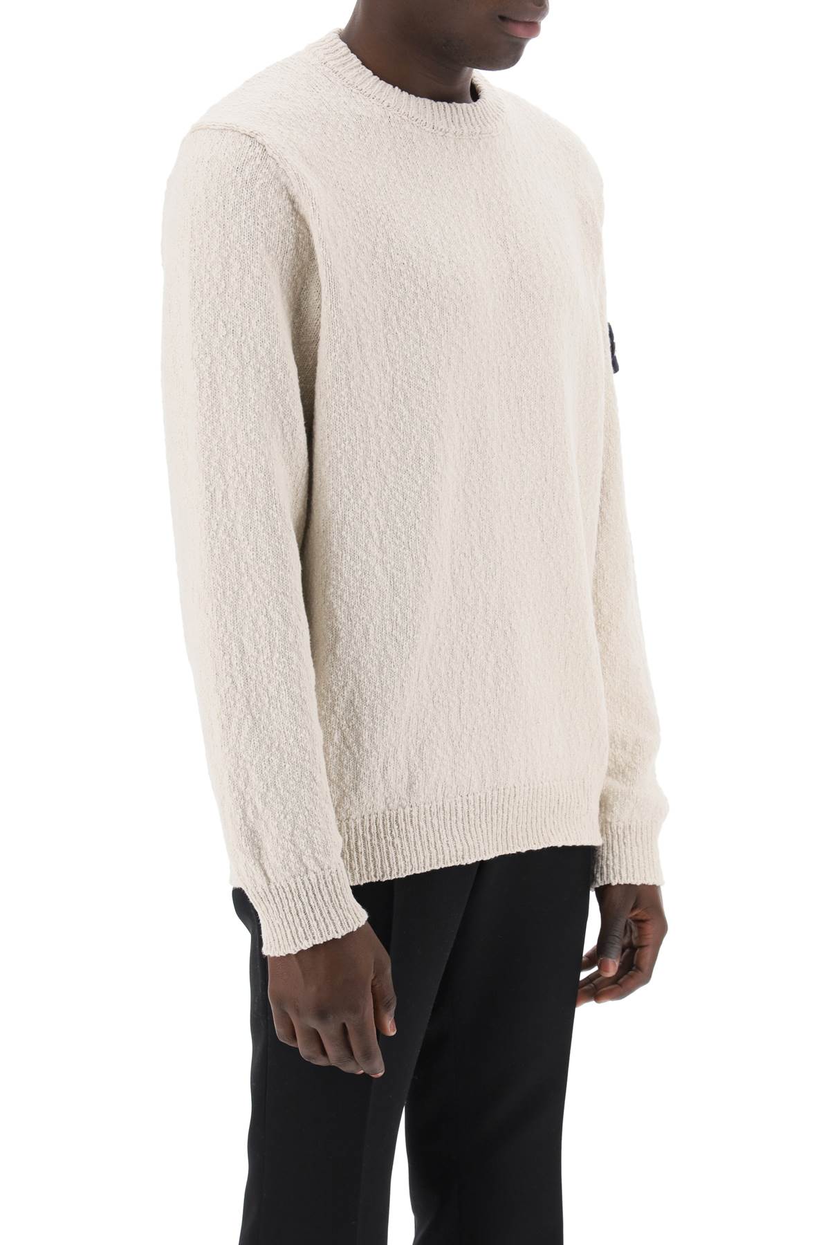 Stone island irregular cotton knit pullover sweater