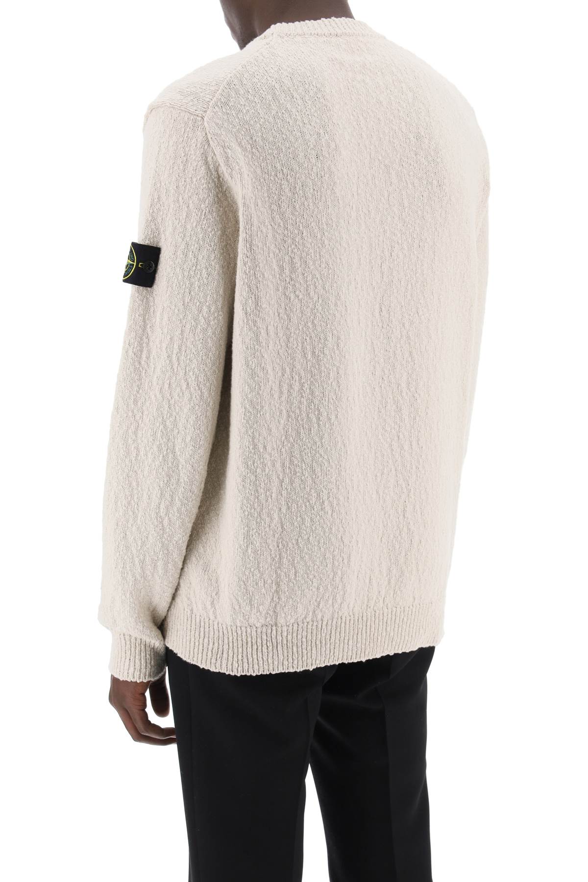 Stone island irregular cotton knit pullover sweater