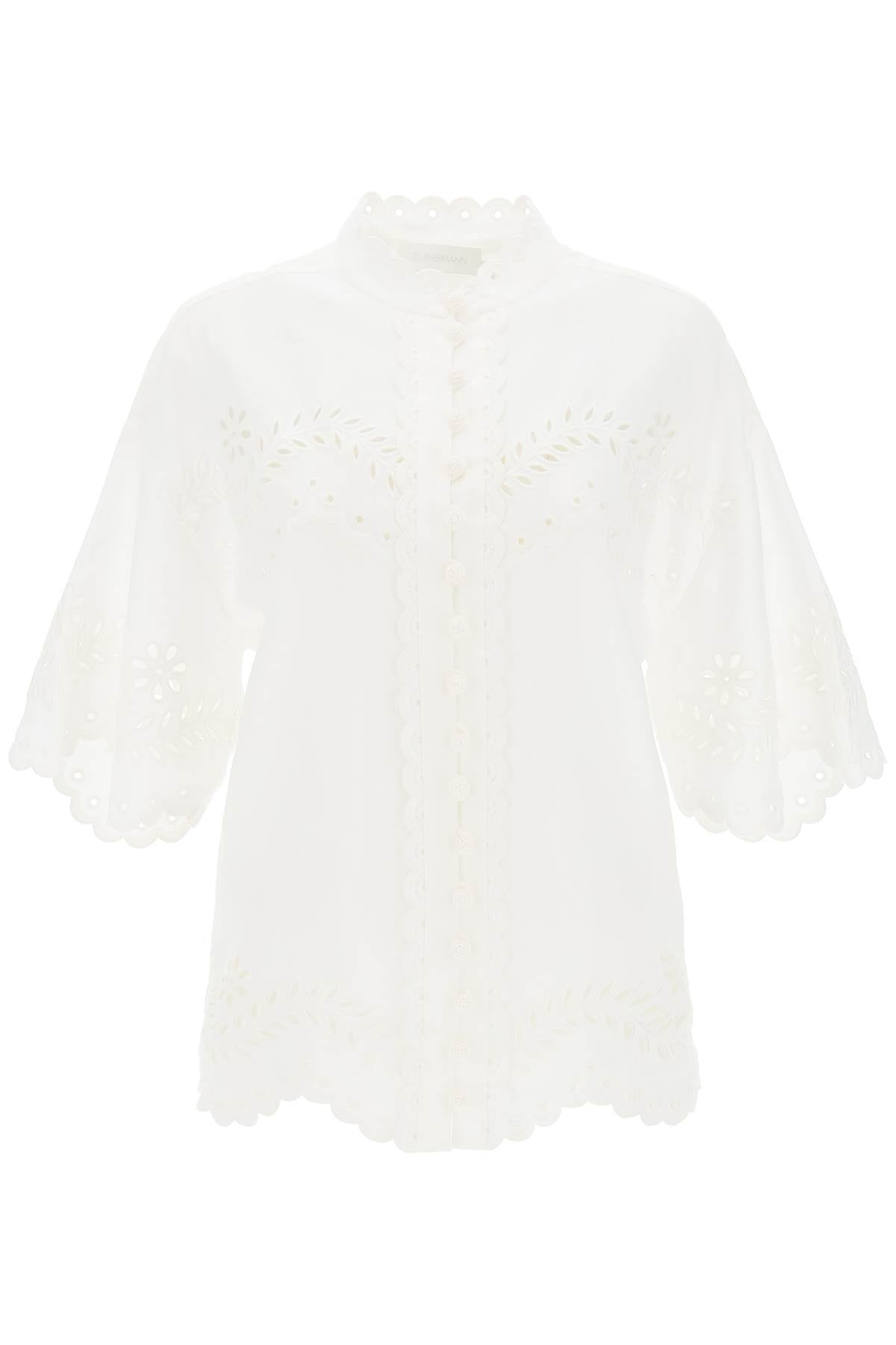 Zimmermann junie tunic shirt with cutwork embroideries