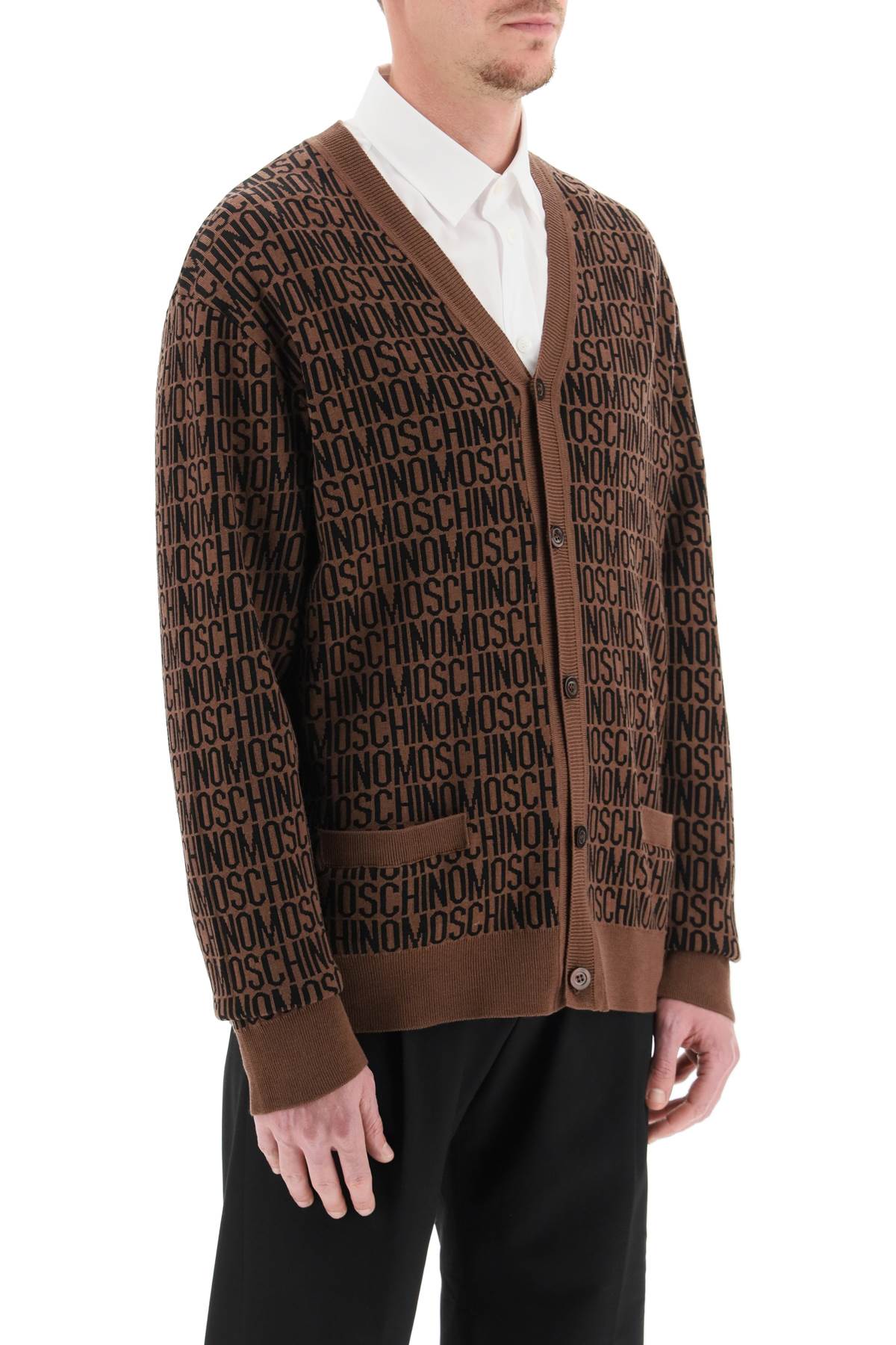 Moschino all-over logo cardigan