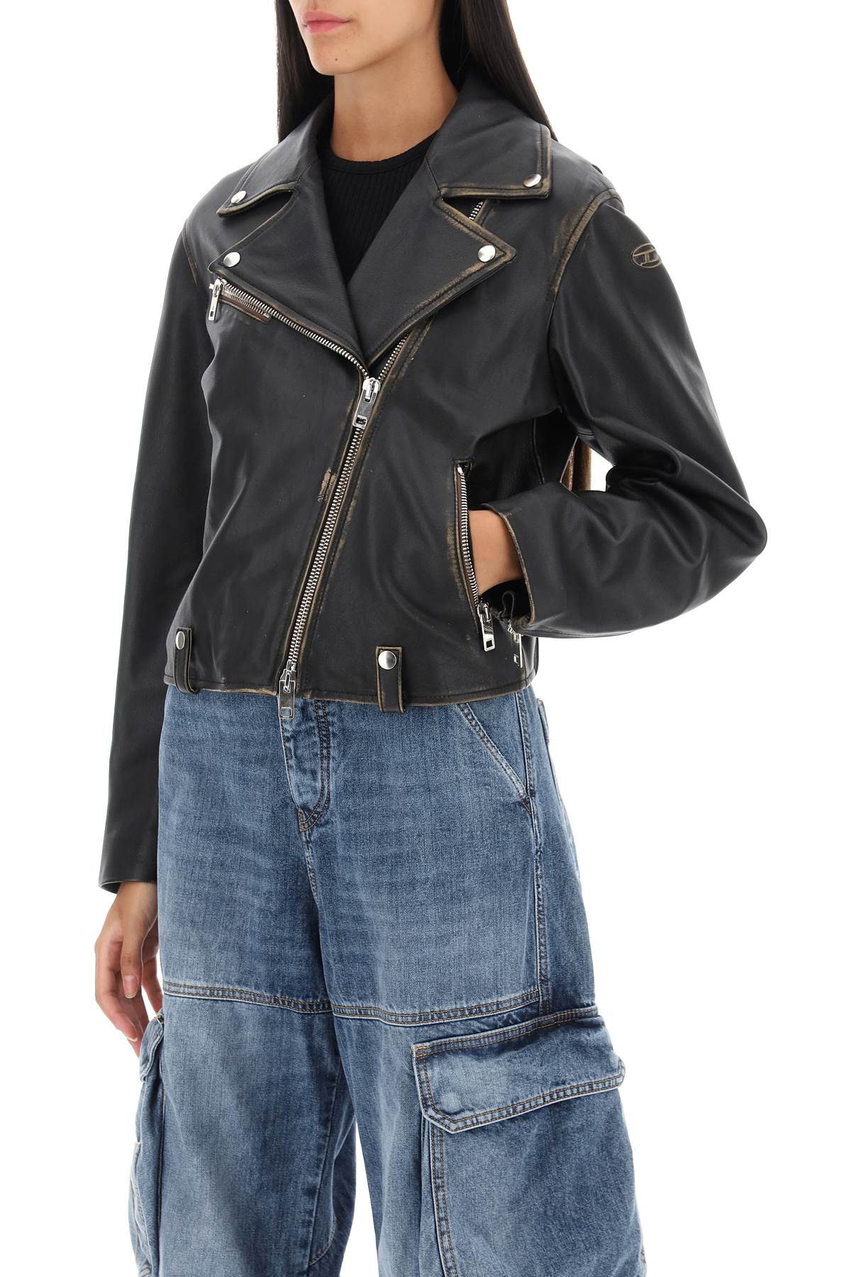 Diesel 'l-edmea' lamb leather biker jacket