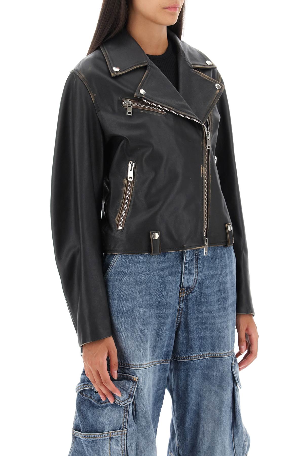 Diesel 'l-edmea' lamb leather biker jacket