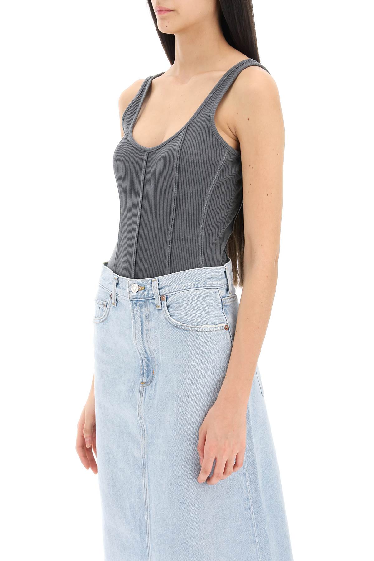 Agolde 'elna' rib knit tank bodysuit