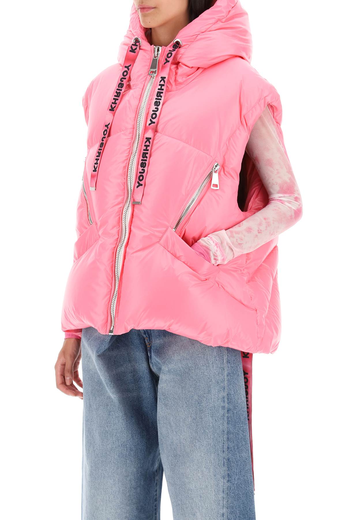 Khrisjoy oversized puffer vest with hood