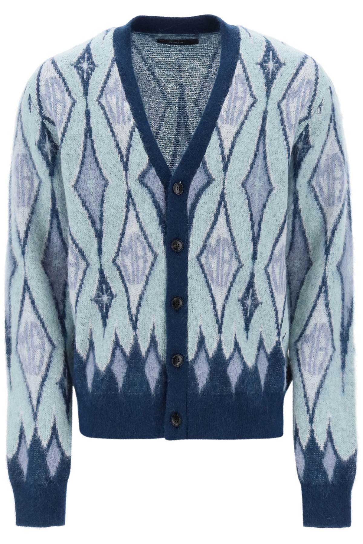 Amiri argyle bruhed-yarn cardigan