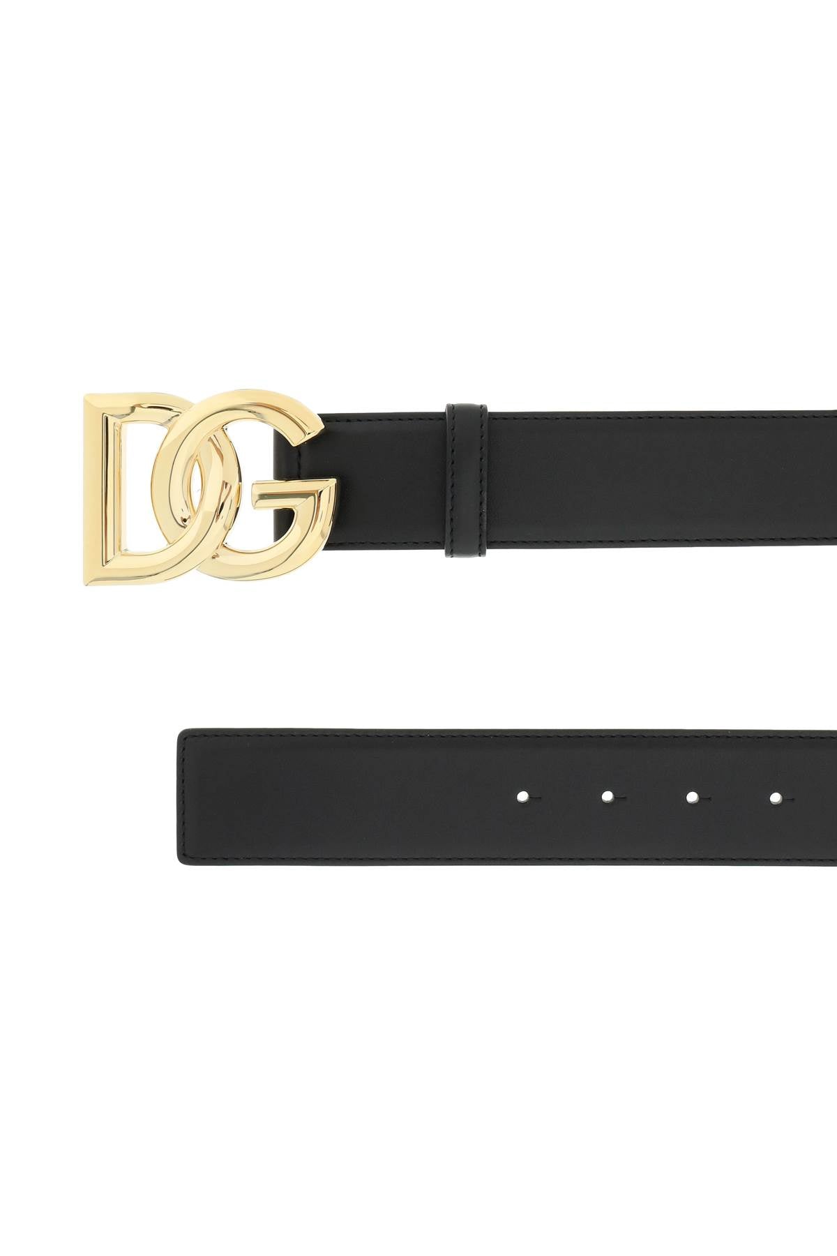 Dolce & gabbana leather belt with logo buckle