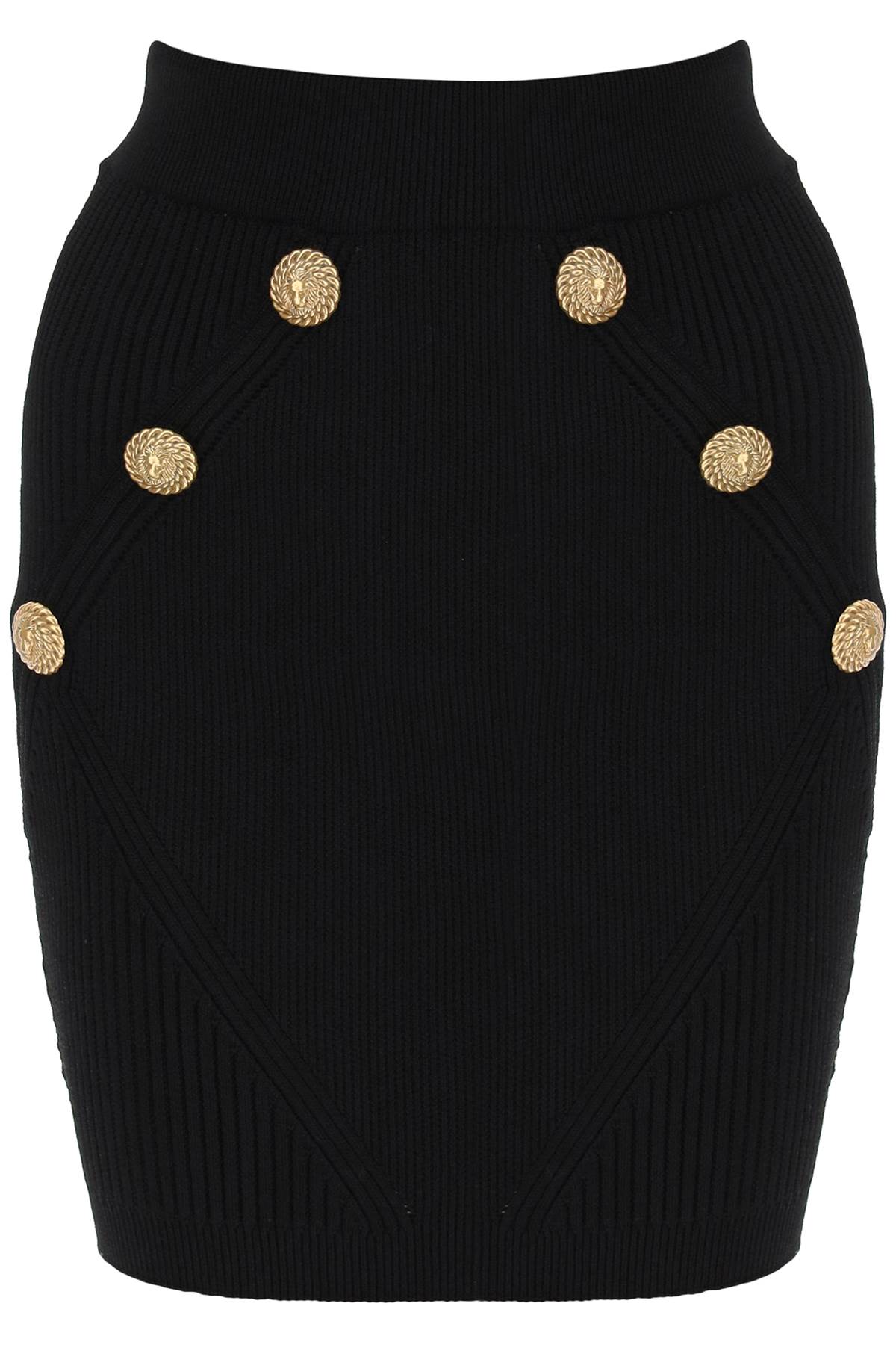 Balmain knit mini skirt with embossed buttons