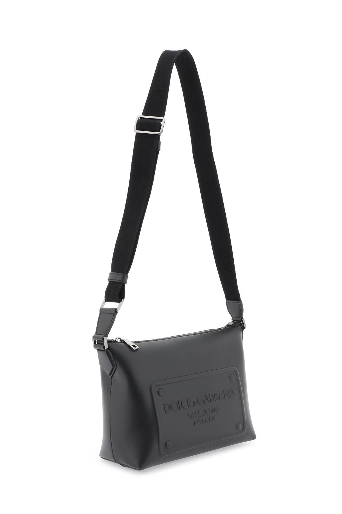 Dolce & gabbana leather crossbody bag with debossed logo