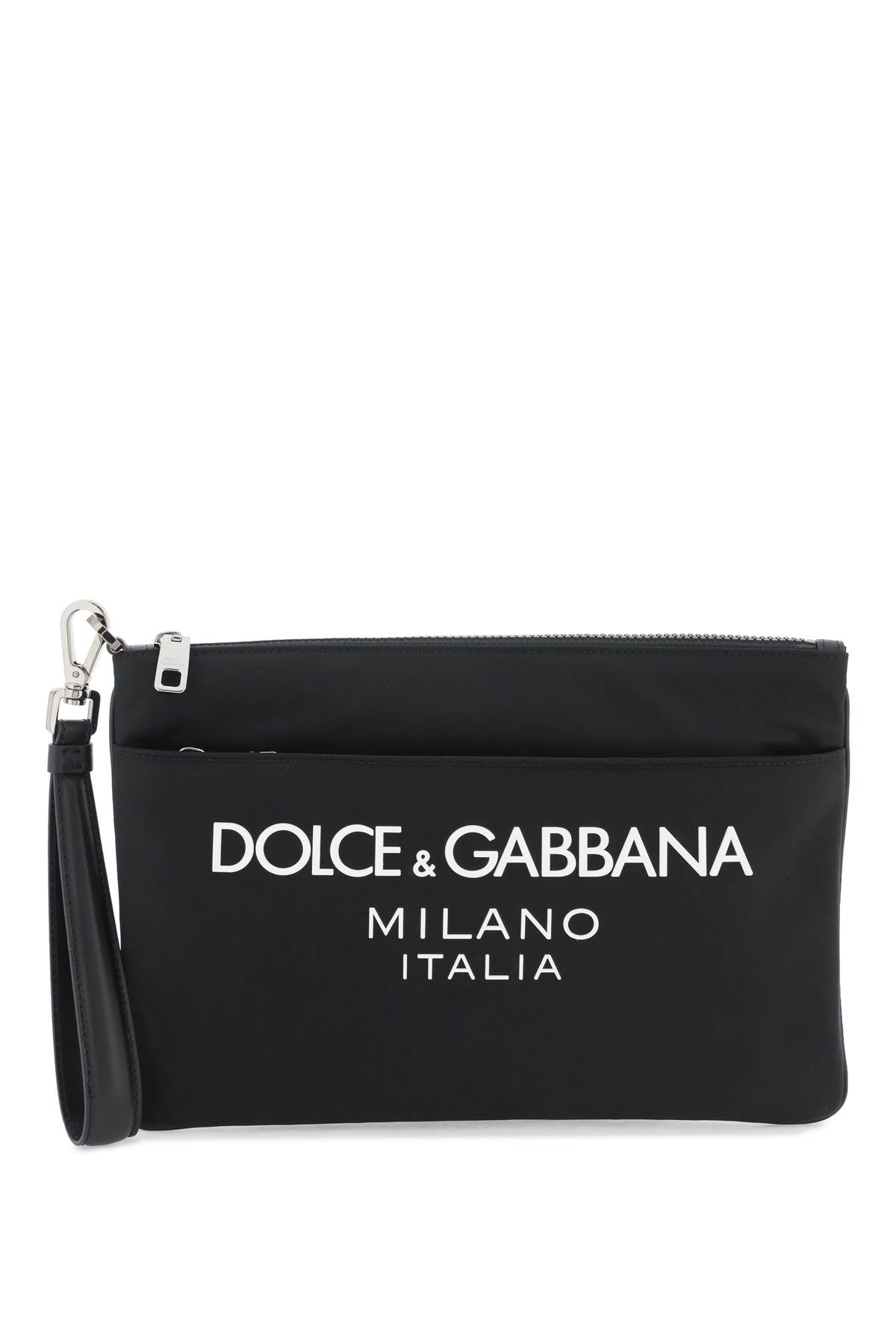 Dolce & gabbana nylon pouch with rubberized logo