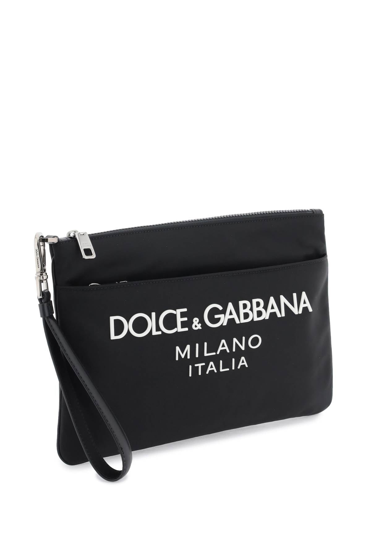 Dolce & gabbana nylon pouch with rubberized logo