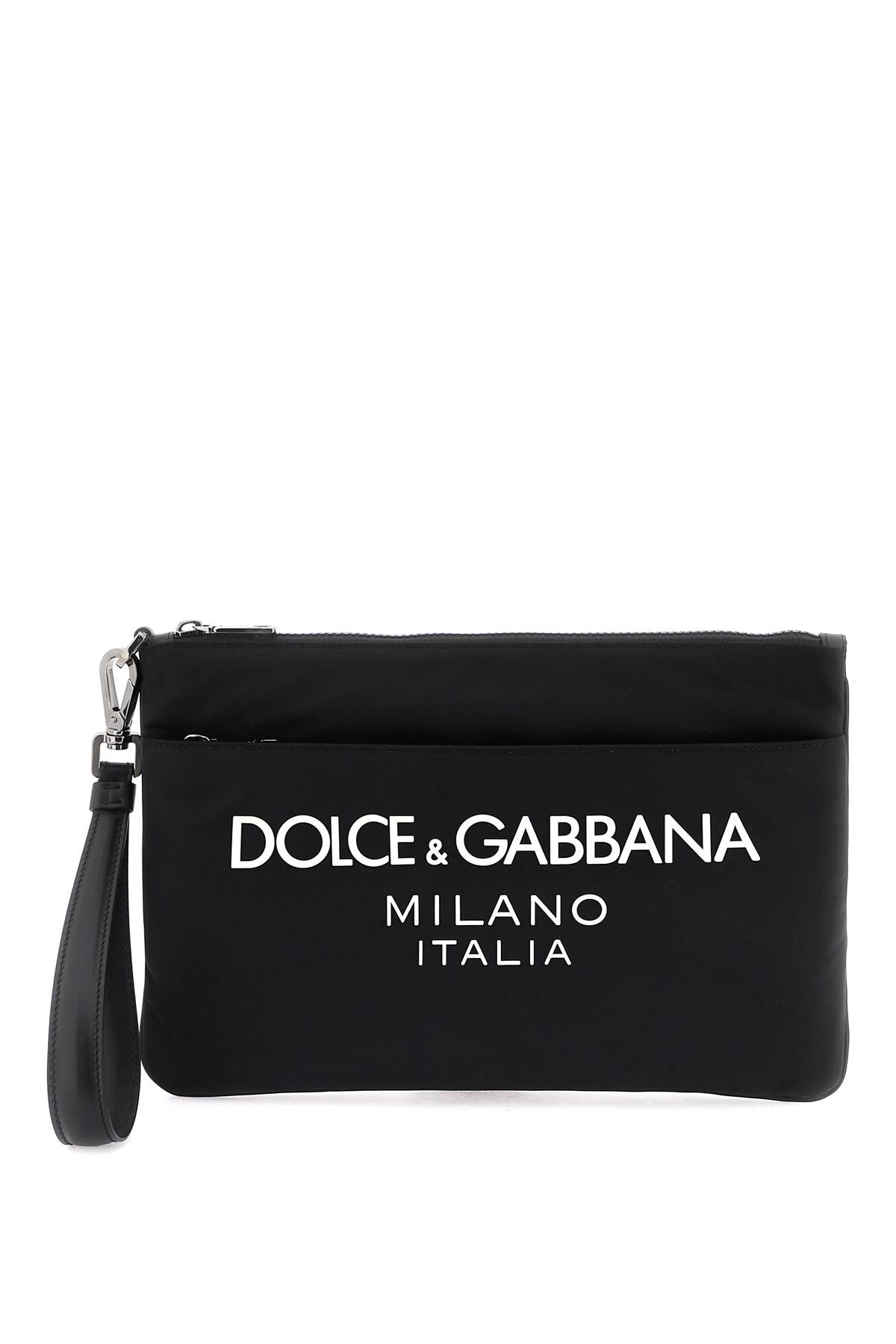 Dolce & gabbana nylon pouch with rubberized logo