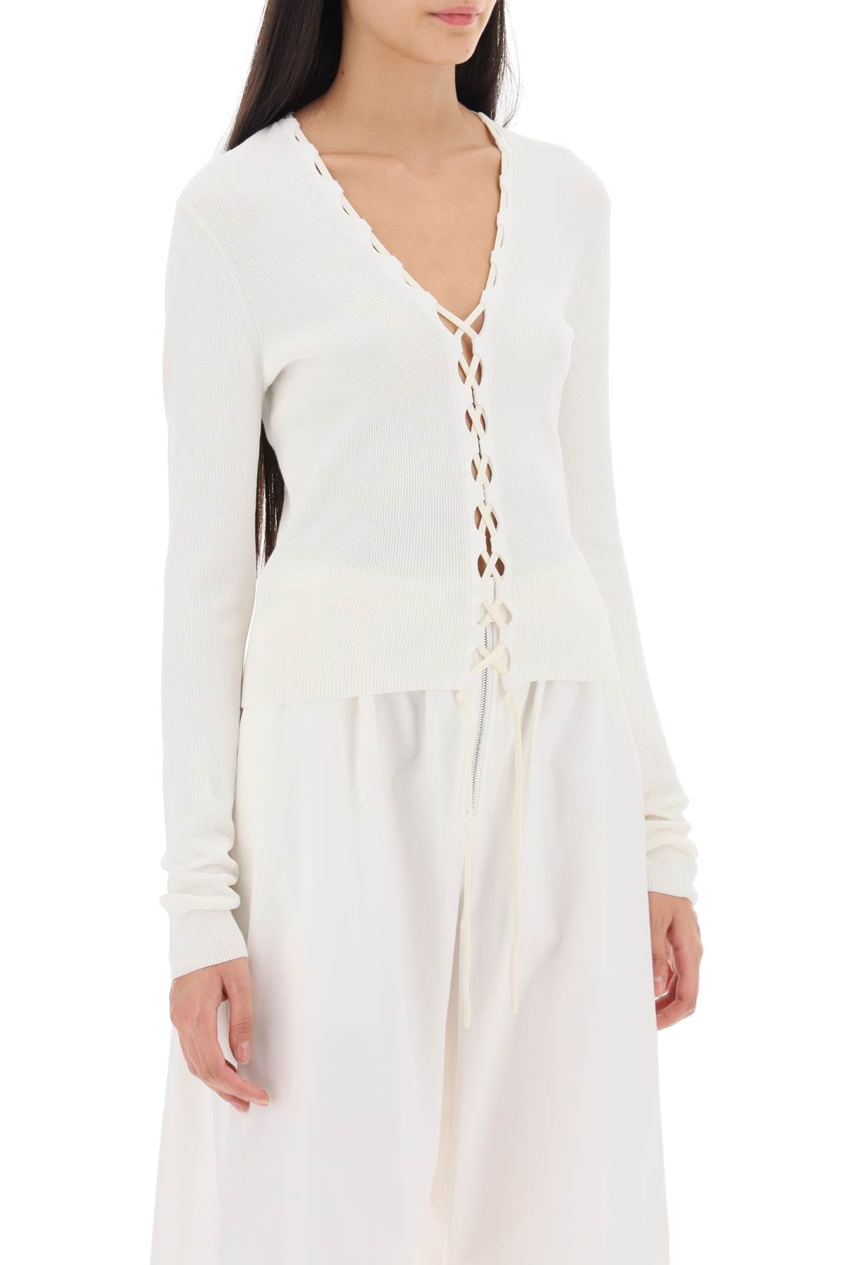 Dion lee lace-up cardigan