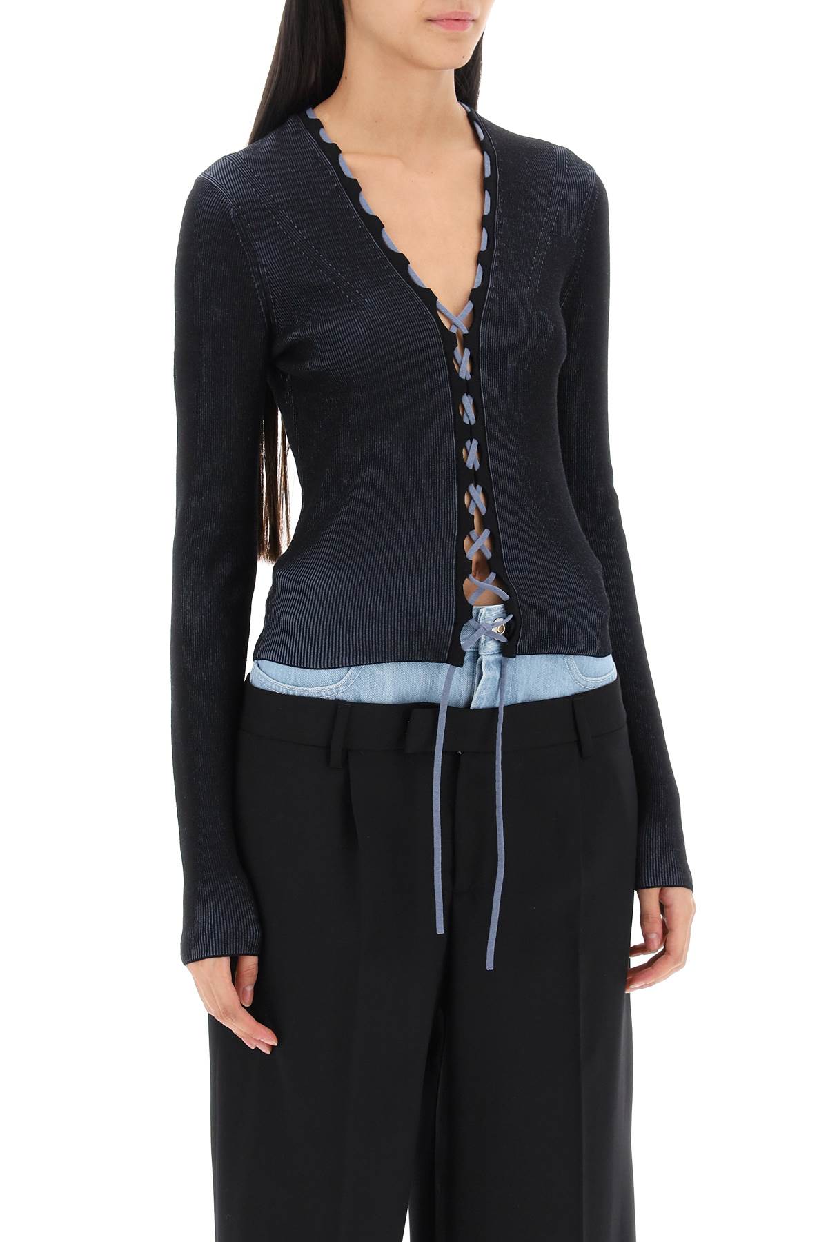 Dion lee two-tone lace-up cardigan