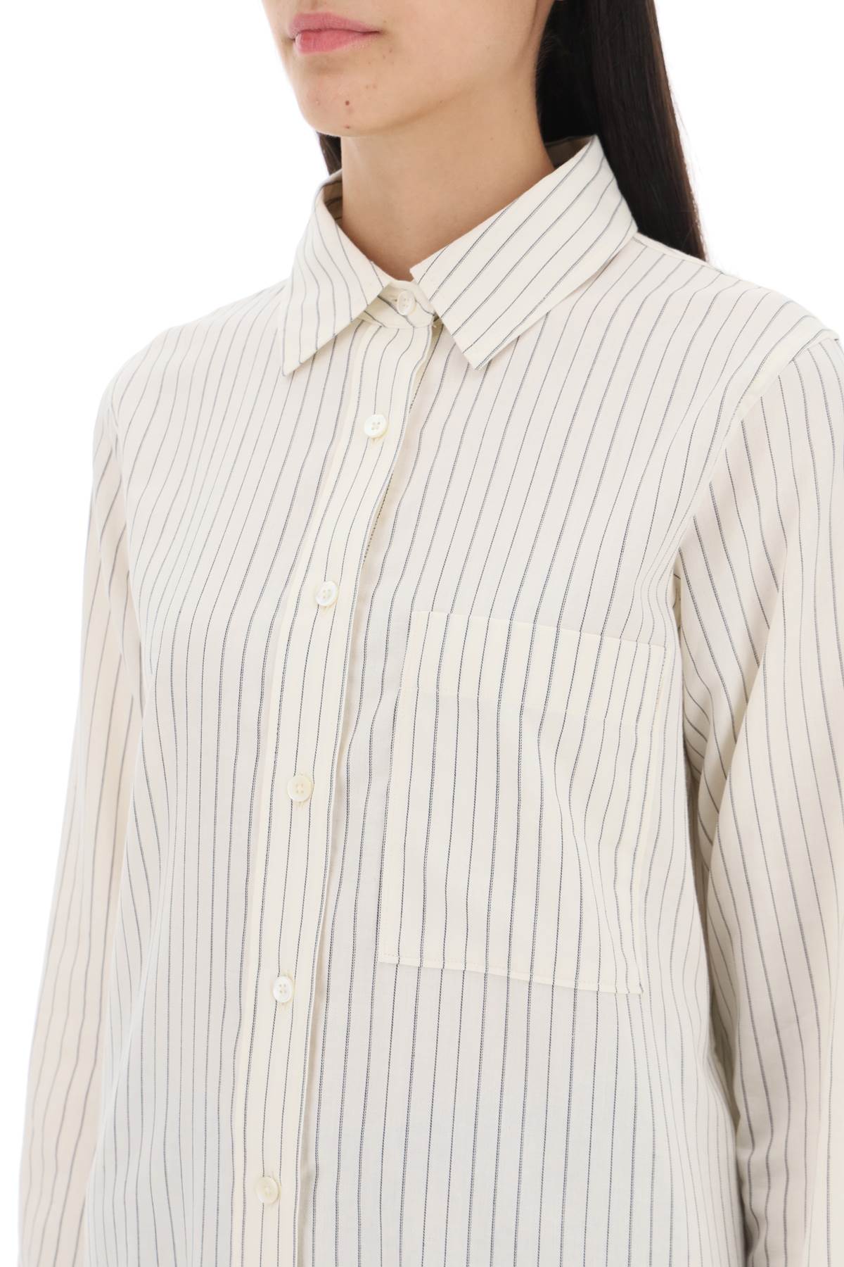 Closed striped cotton-wool shirt