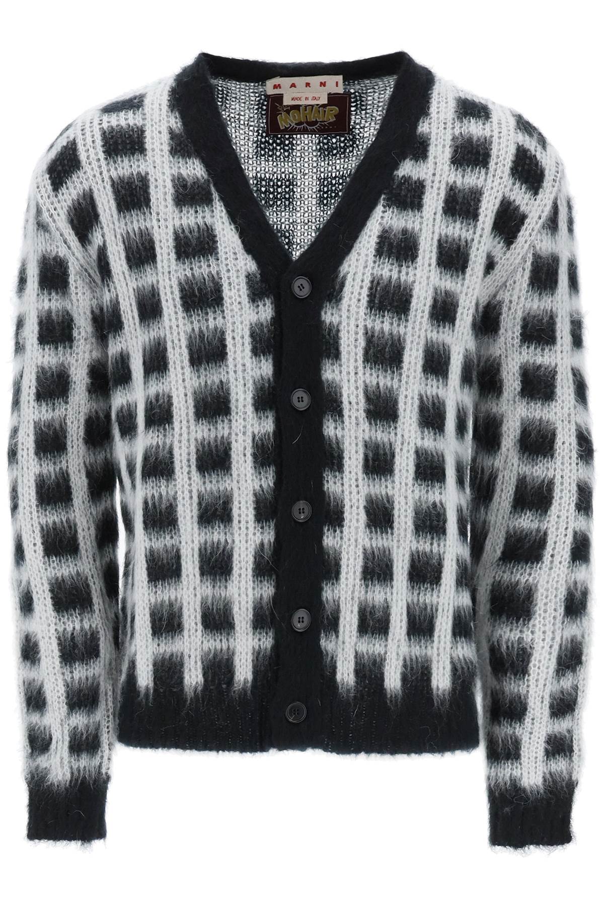 Marni brushed-yarn cardigan with check pattern