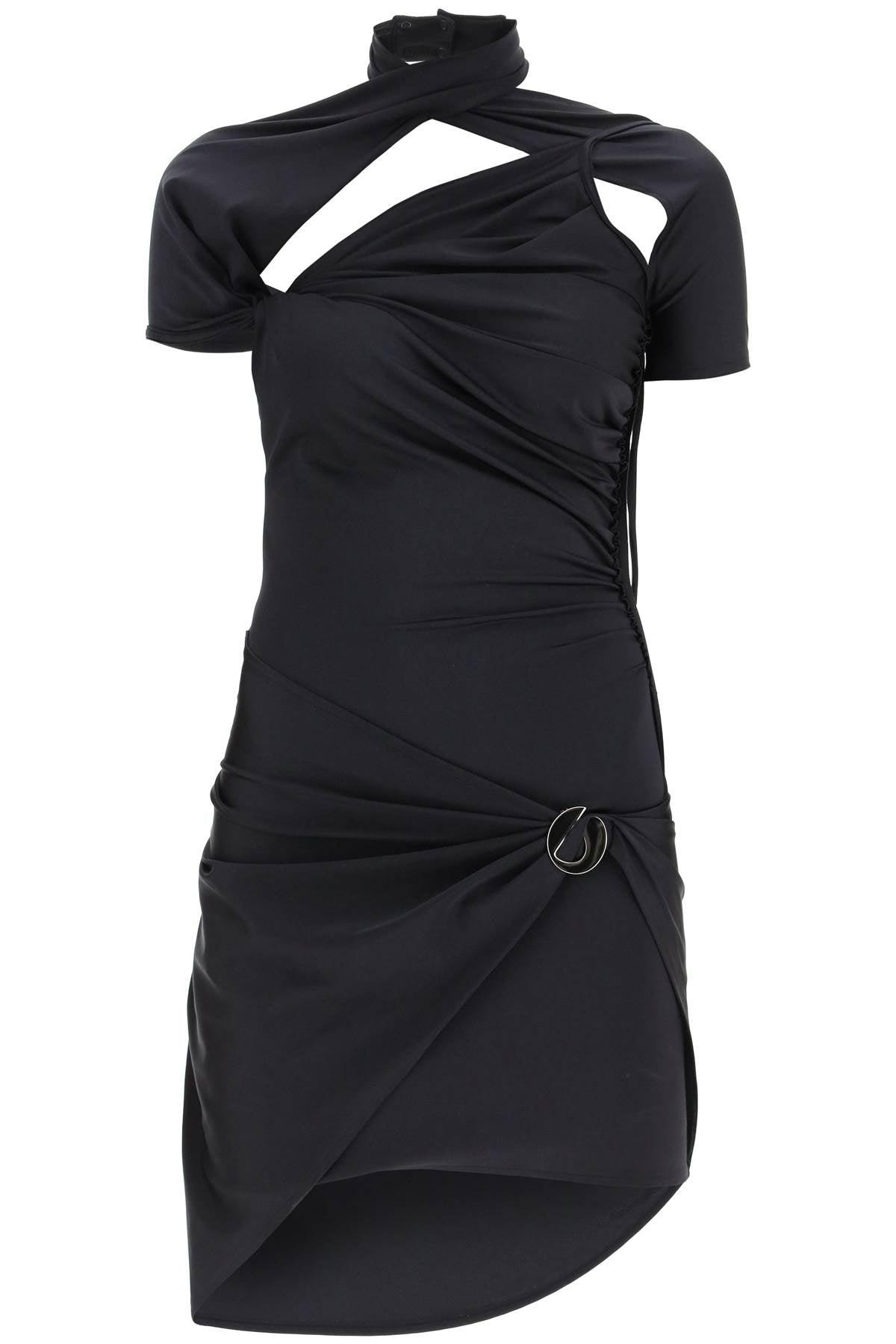 Coperni draped mini dress with cut outs and logo detail