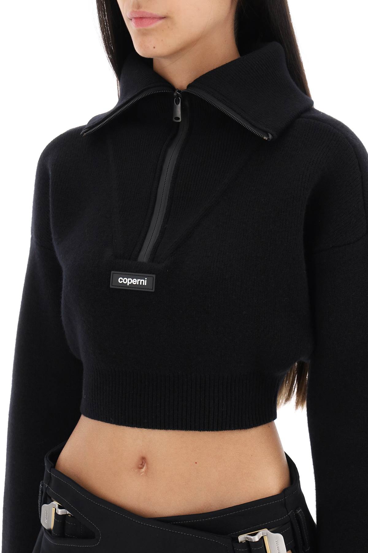 Coperni half zip cropped boxy wool sweater