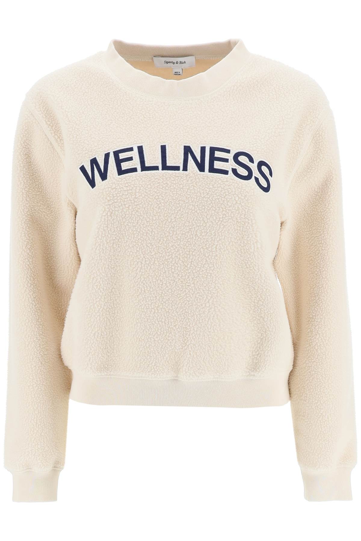 Sporty rich sherpa fleece crew-neck sweatshirt