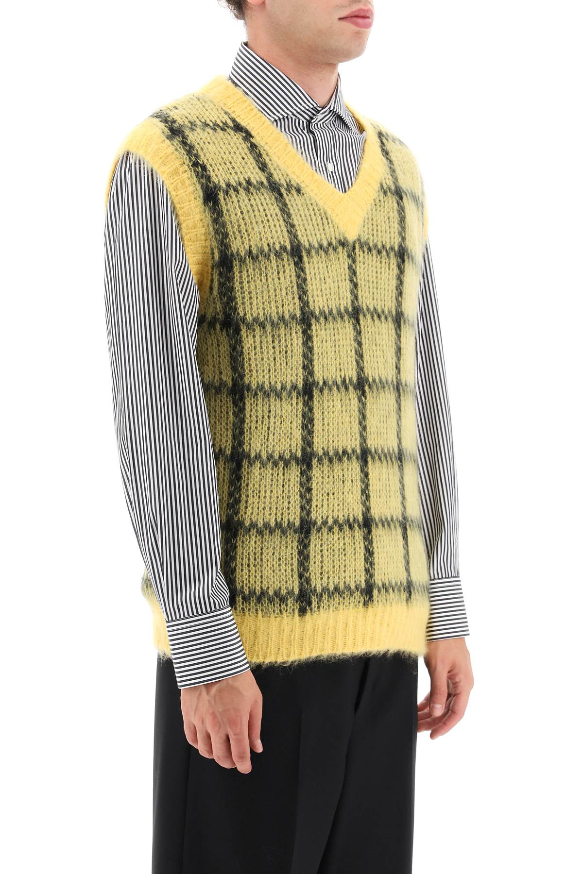 Marni brushed-mohair vest with check motif