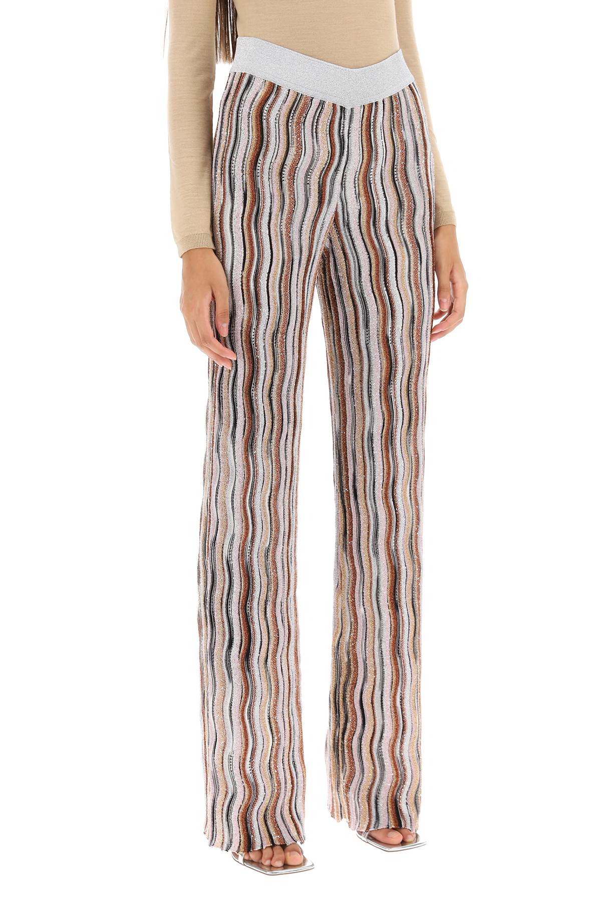 Missoni sequined knit pants with wavy motif