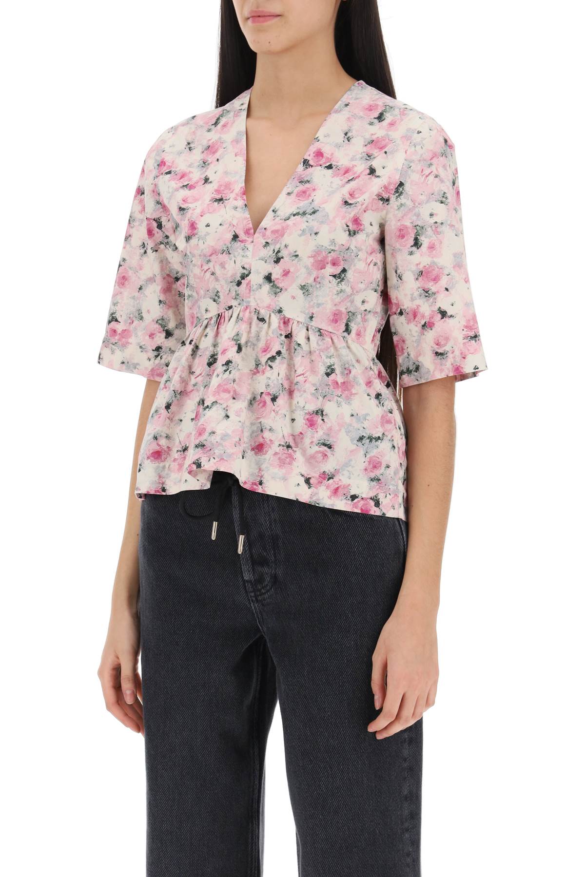 Ganni floral peplum blouse