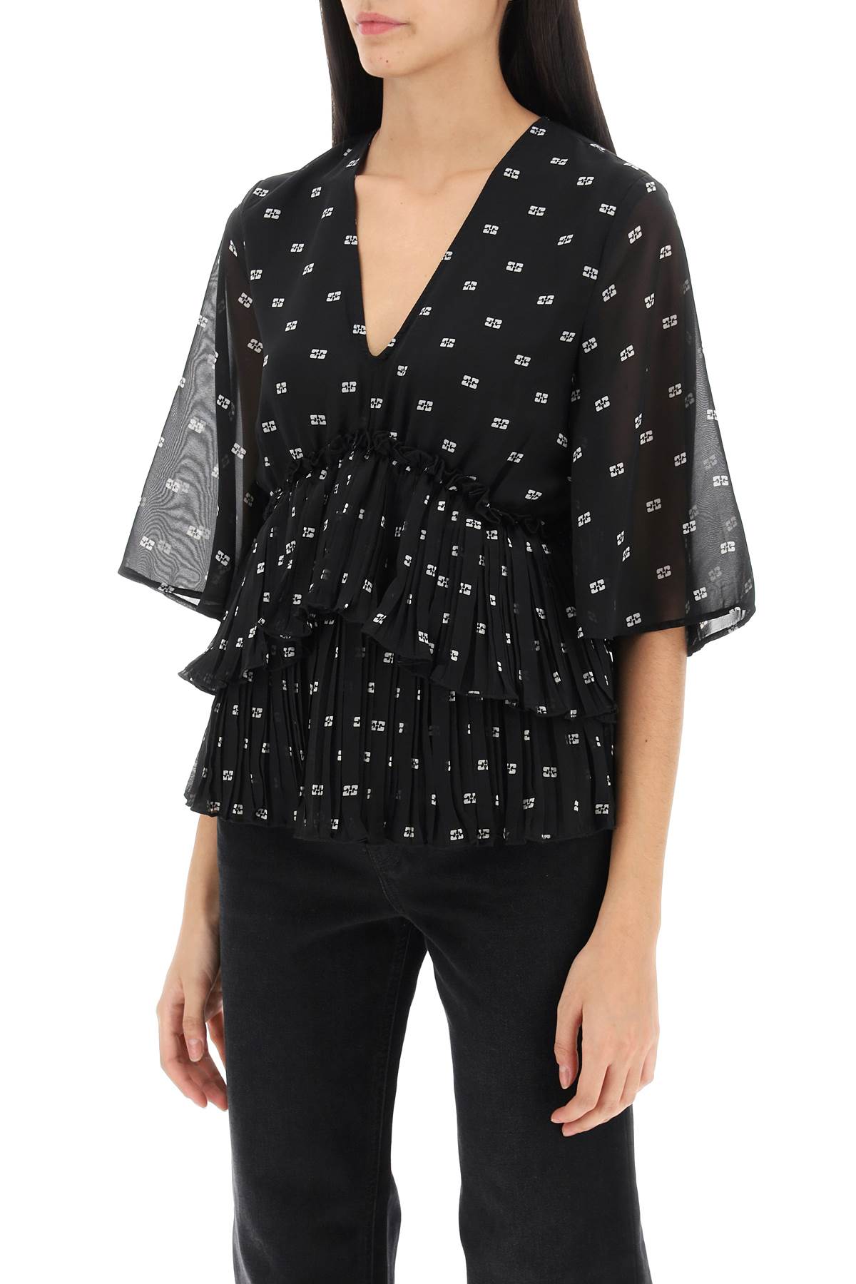 Ganni ganni butterfly pleated blouse