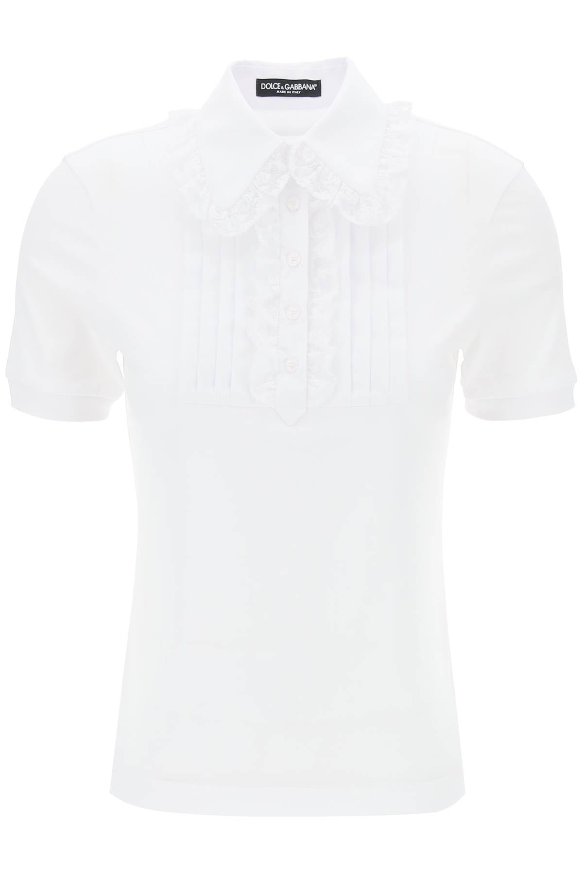 Dolce & gabbana polo shirt with harness and lace trimm