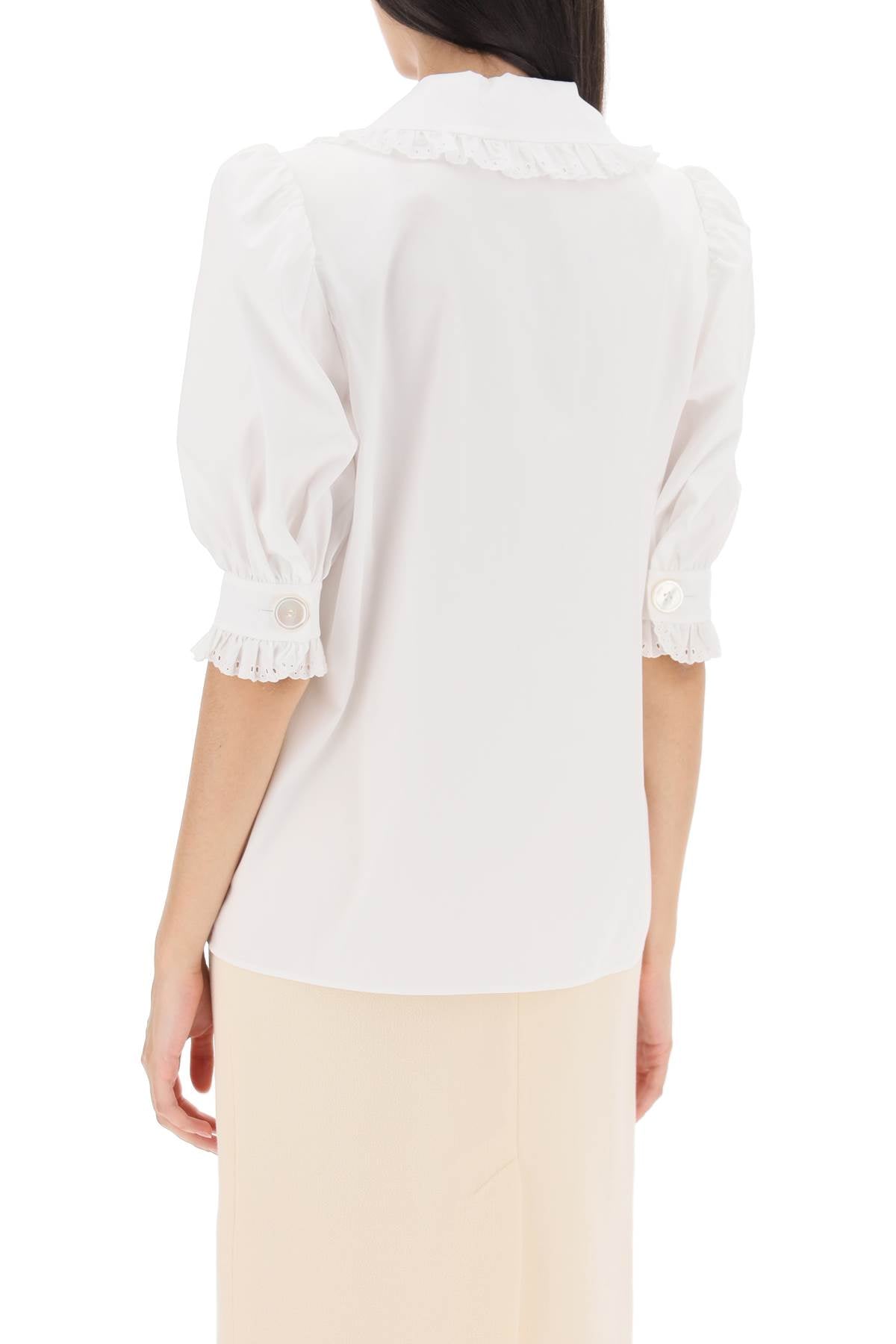 Alessandra rich short-sleeved shirt with embroidered collar