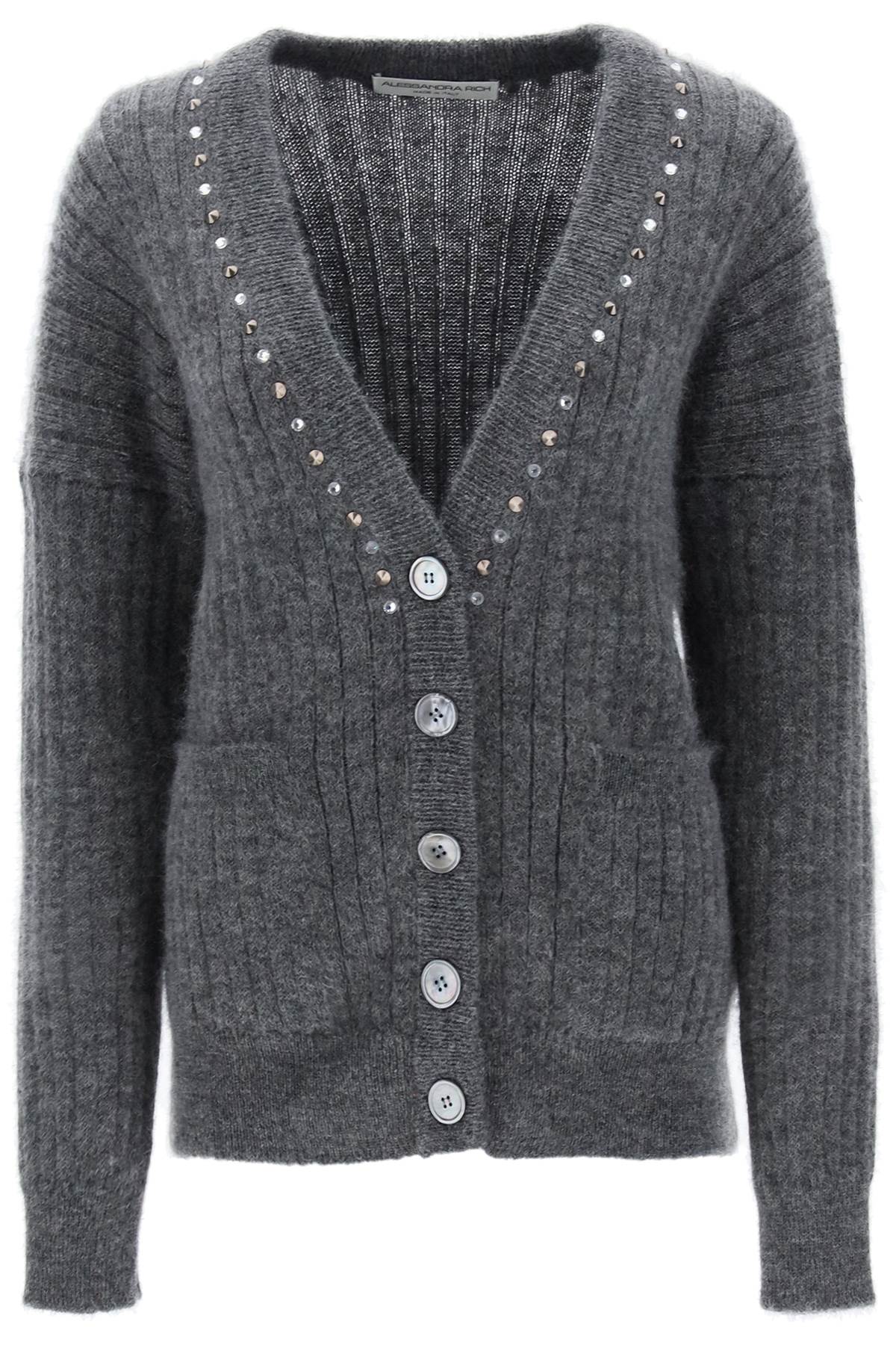 Alessandra rich cardigan with studs and crystals