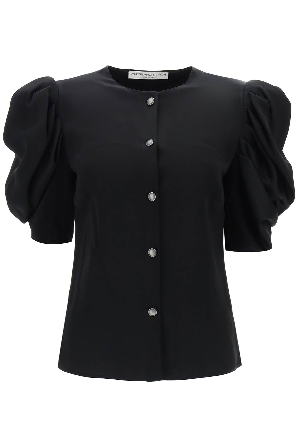 Alessandra rich envers satin blouse with bouffant sleeves