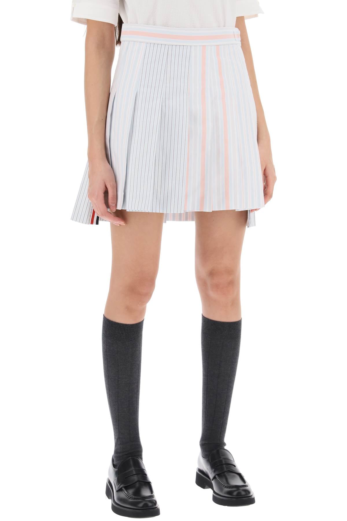 Thom browne funmix striped oxford mini skirt