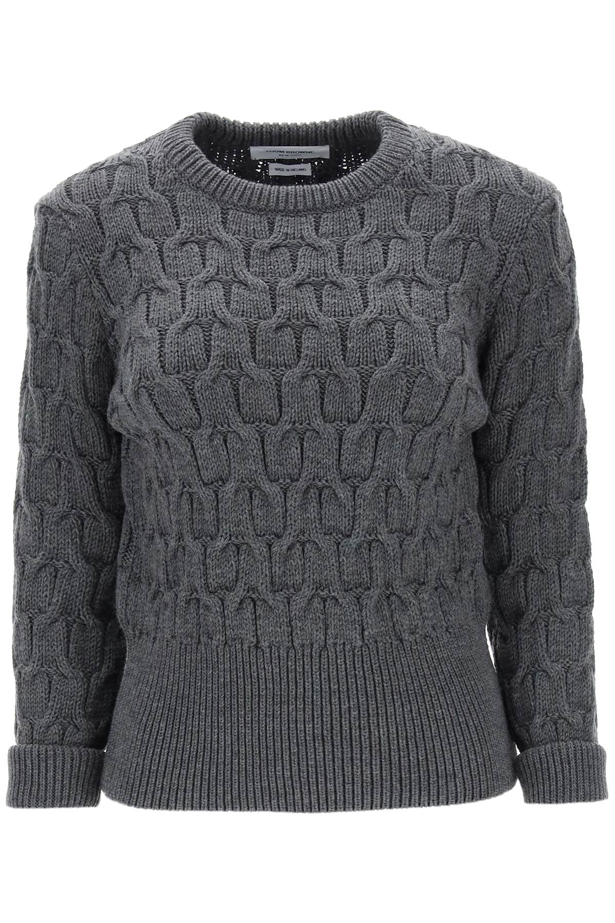 Thom browne sweater in wool cable knit