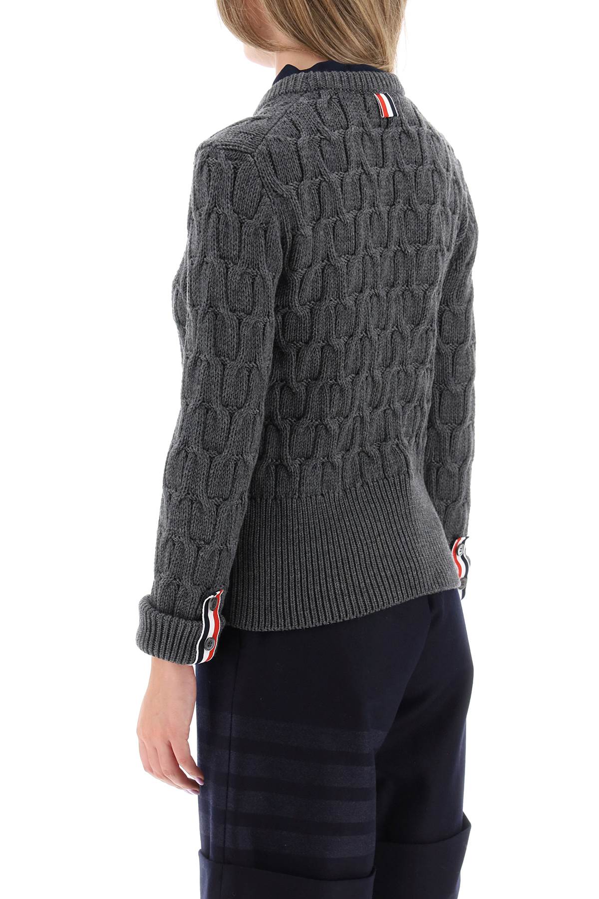 Thom browne sweater in wool cable knit