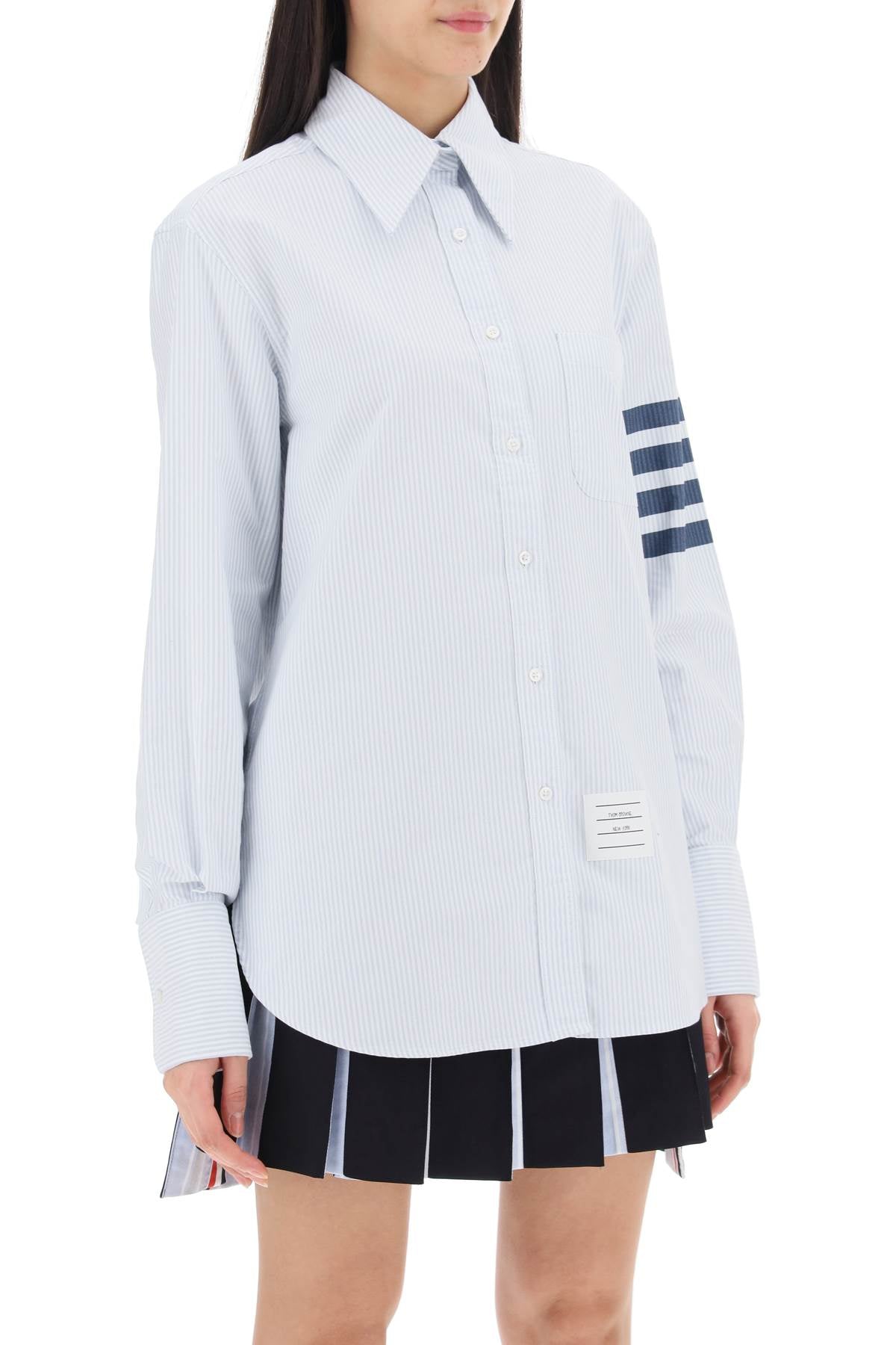 Thom browne striped oxford shirt with pointed collar