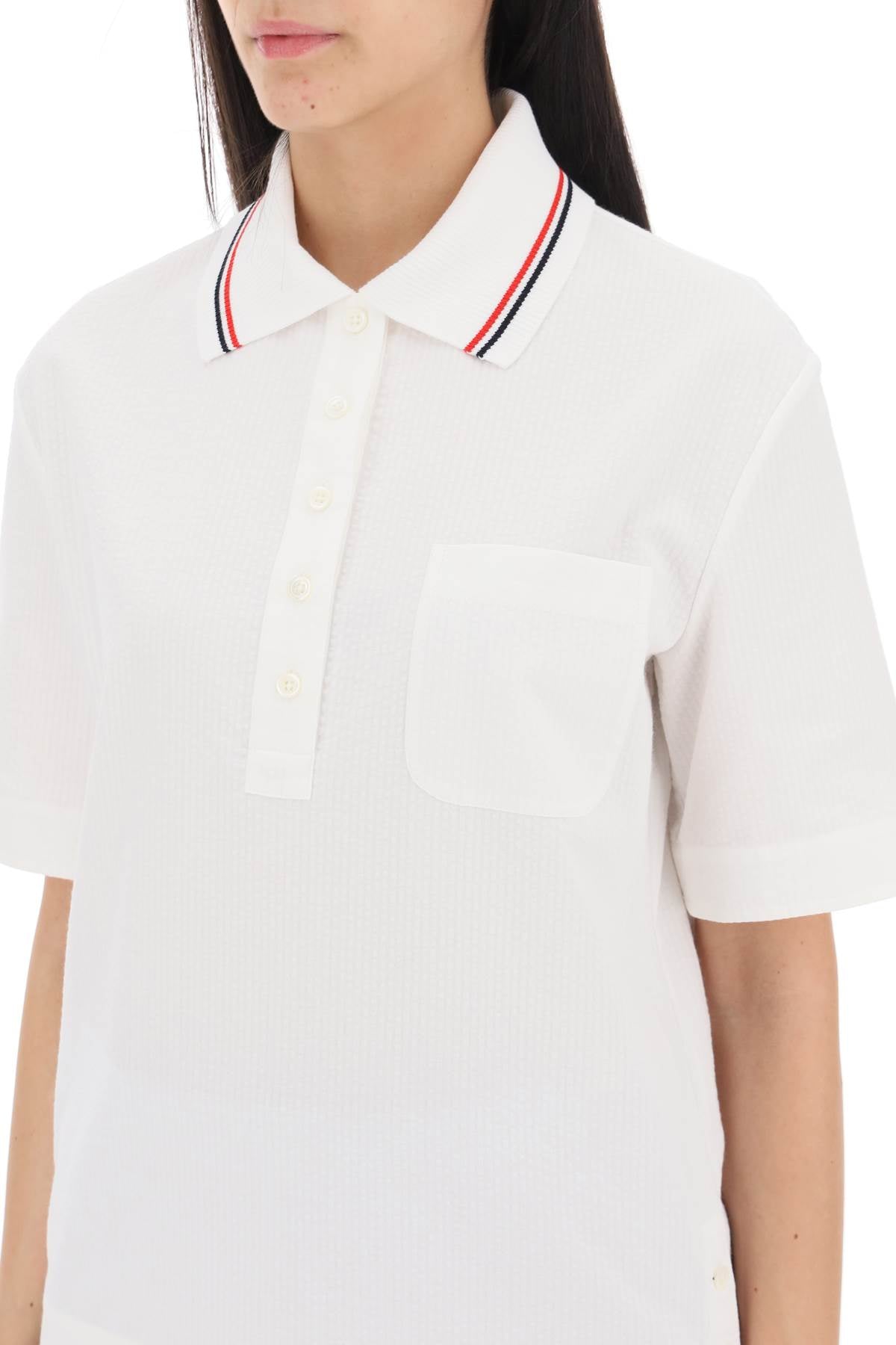 Thom browne seersucker polo shirt