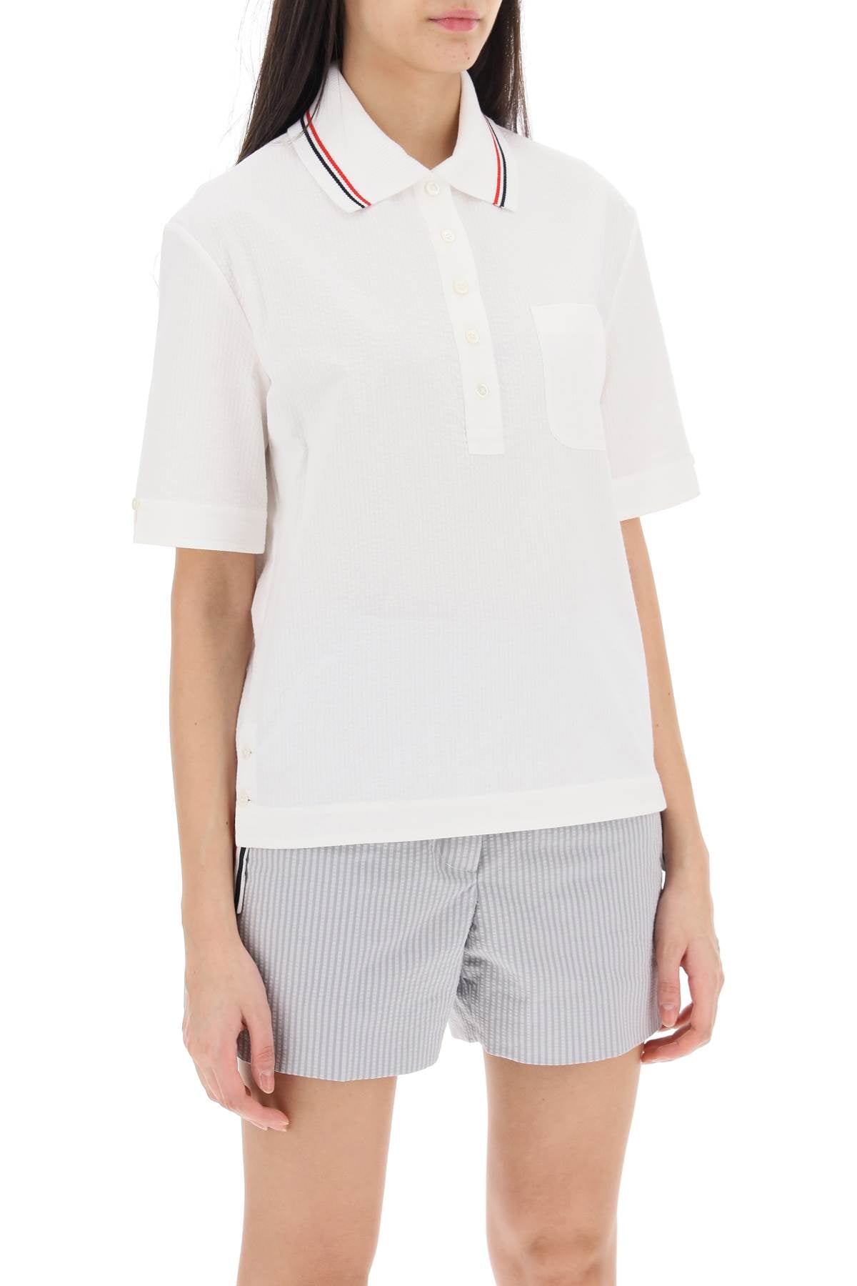 Thom browne seersucker polo shirt