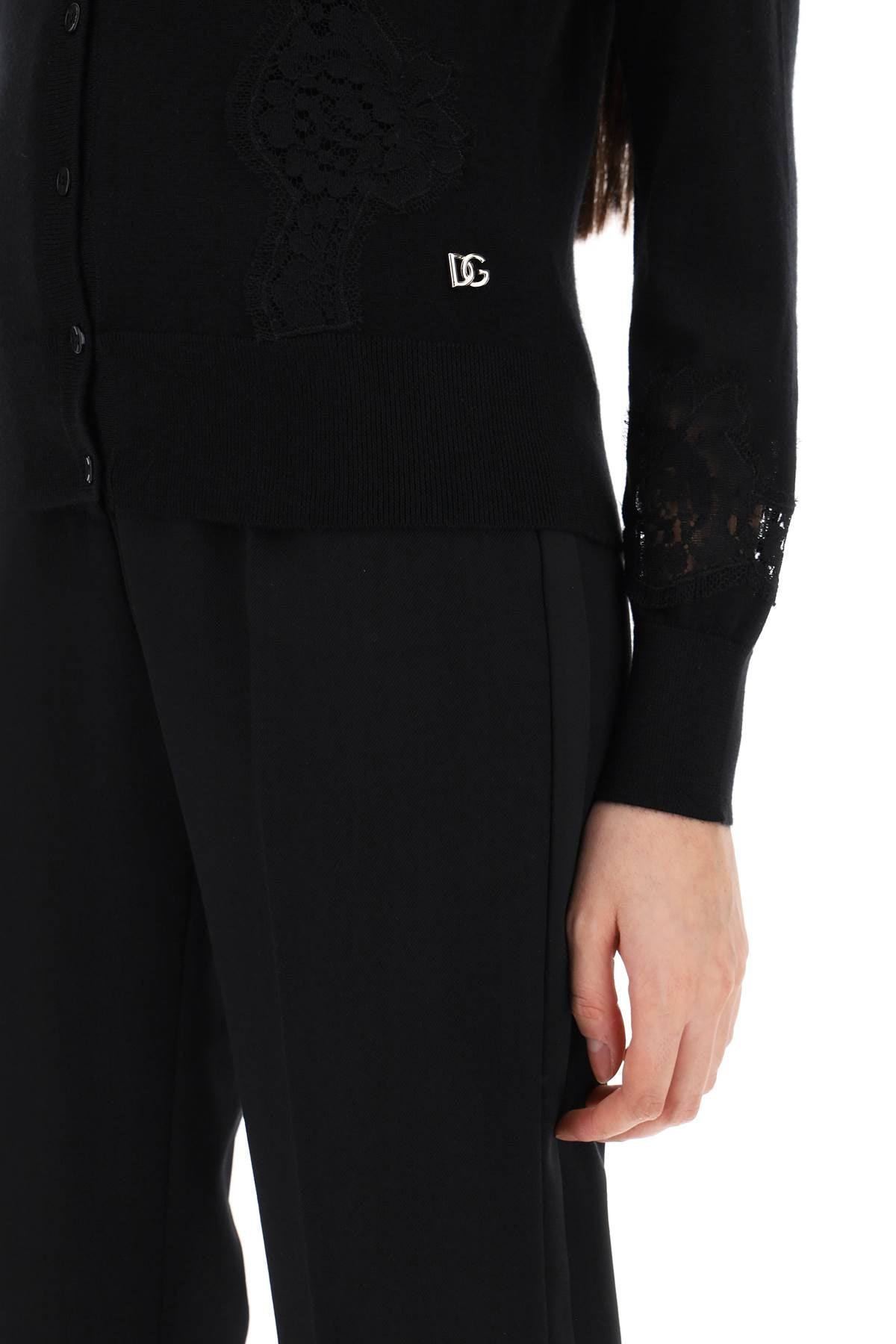 Dolce & gabbana lace-insert cardigan with eight