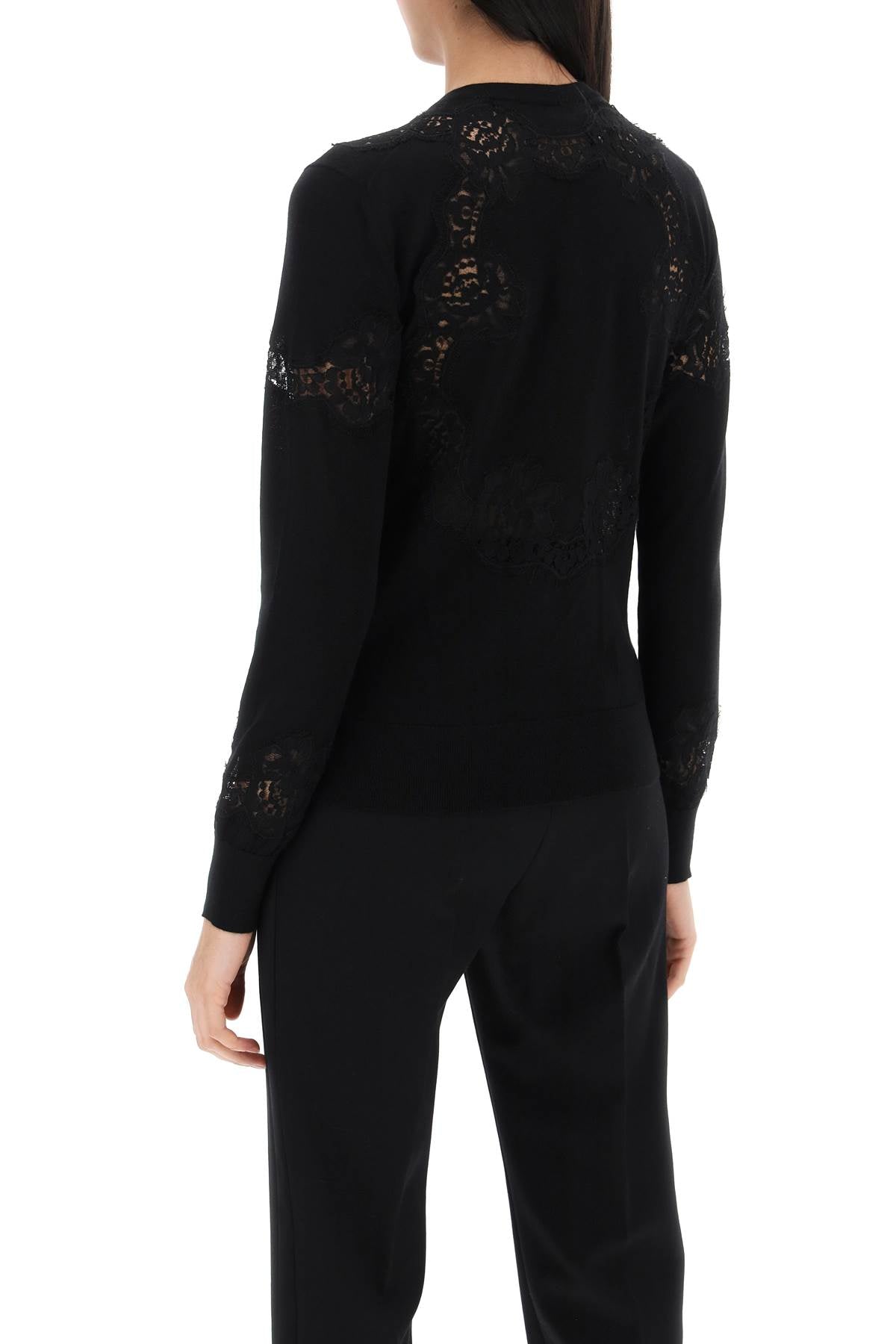 Dolce & gabbana lace-insert cardigan with eight