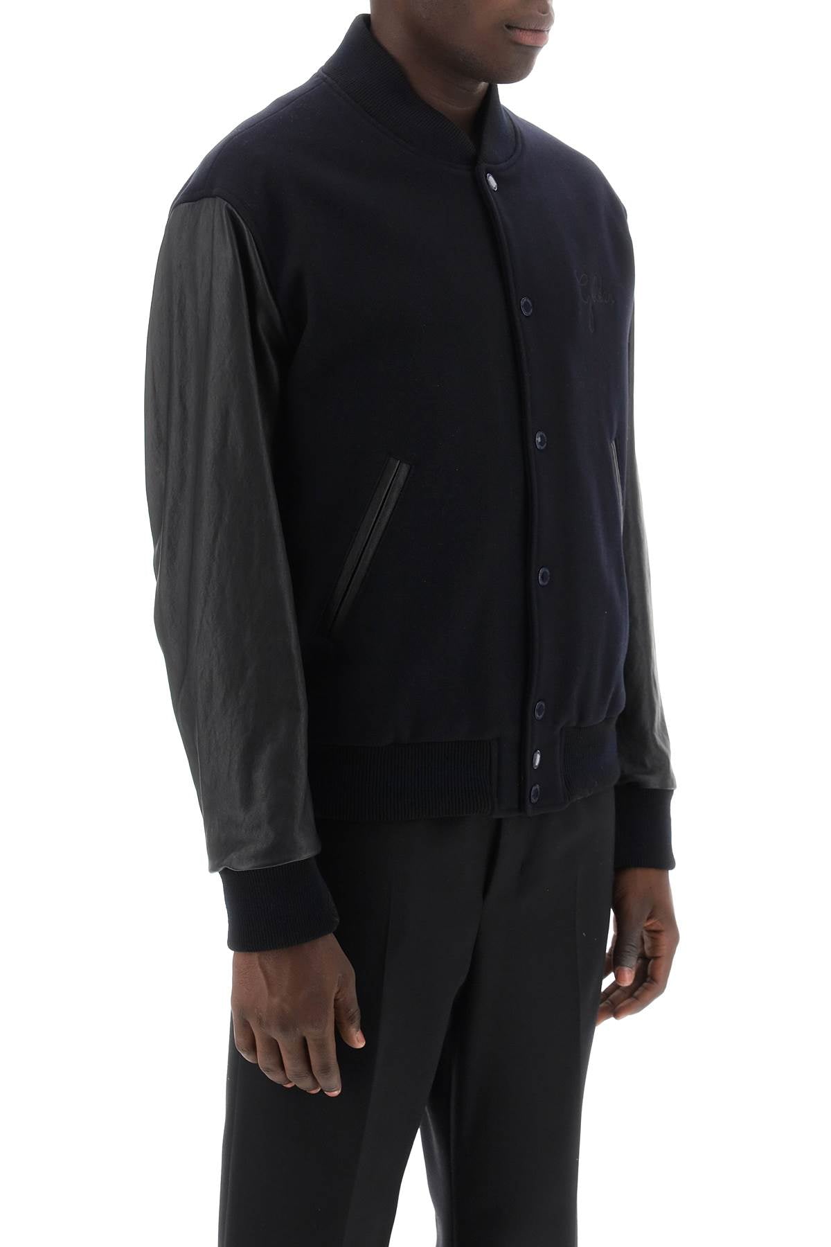 Golden goose aleandro bomber jacket with leather sleeves